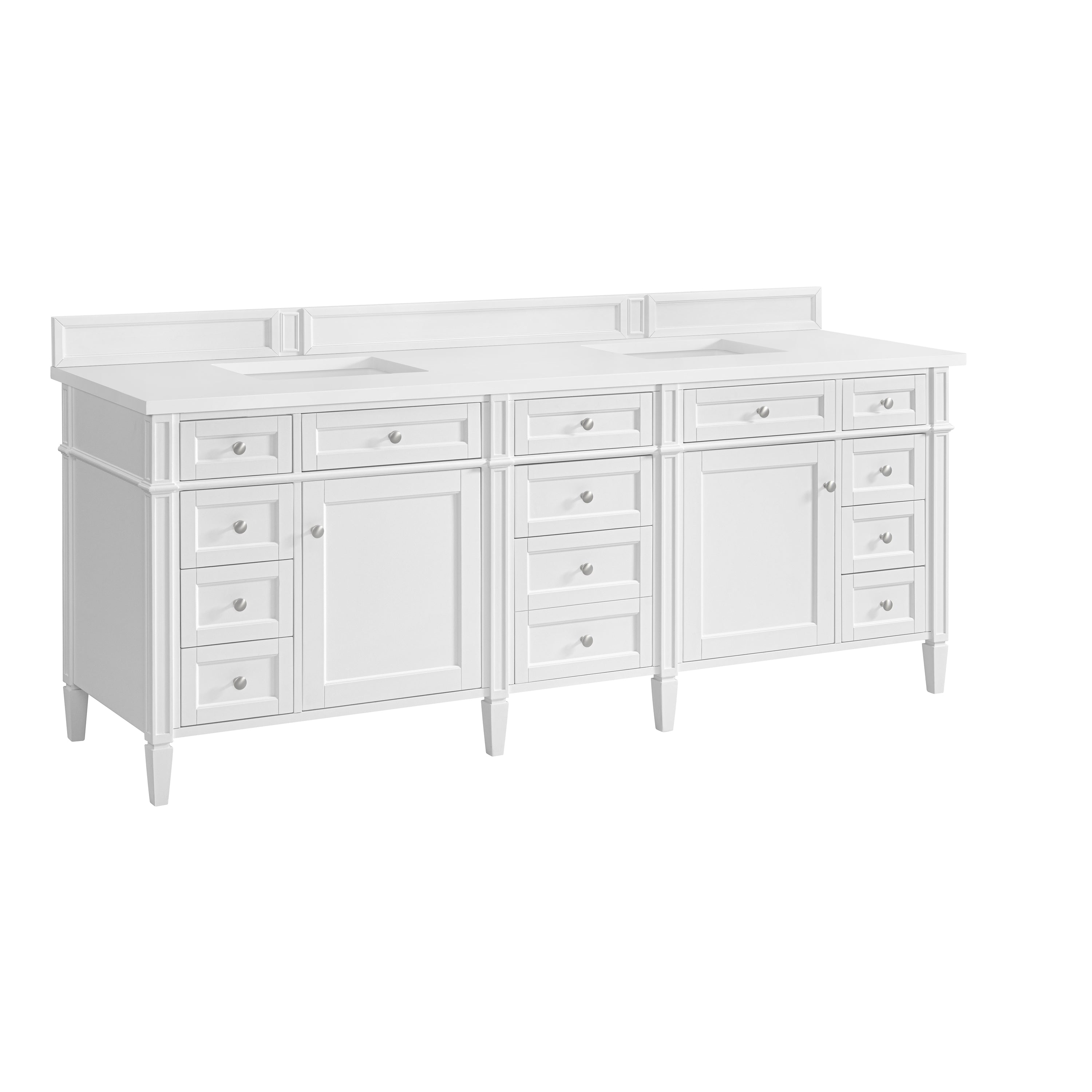 James Martin Brittany 84" Double Vanity in Bright White with 3cm Countertop