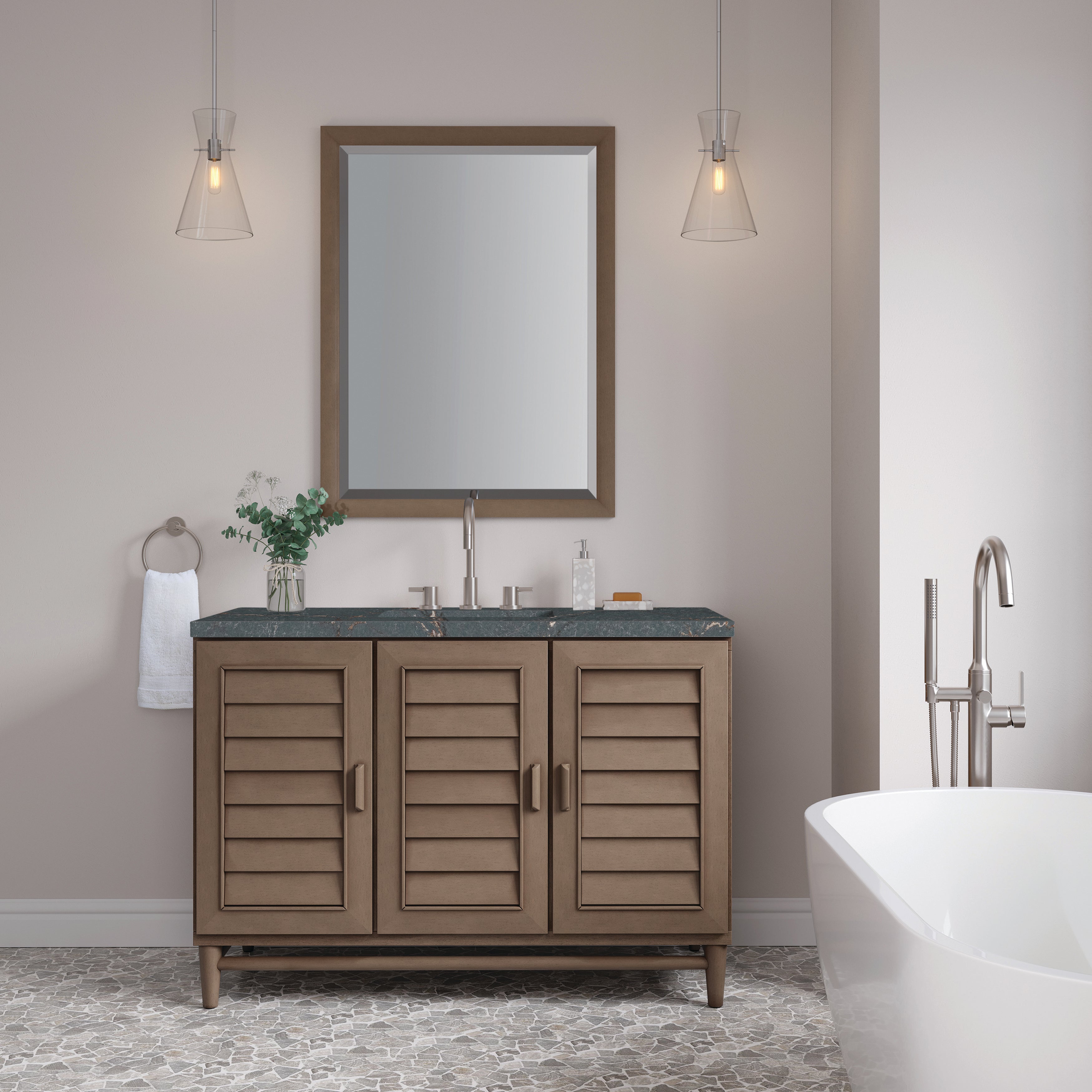 James Martin Portland 48" Single Vanity in Whitewashed Walnut with 3cm Countertop