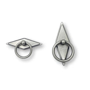 Rhombus "Ella" Antique Silver Ring Drawer Pulls with Backplate