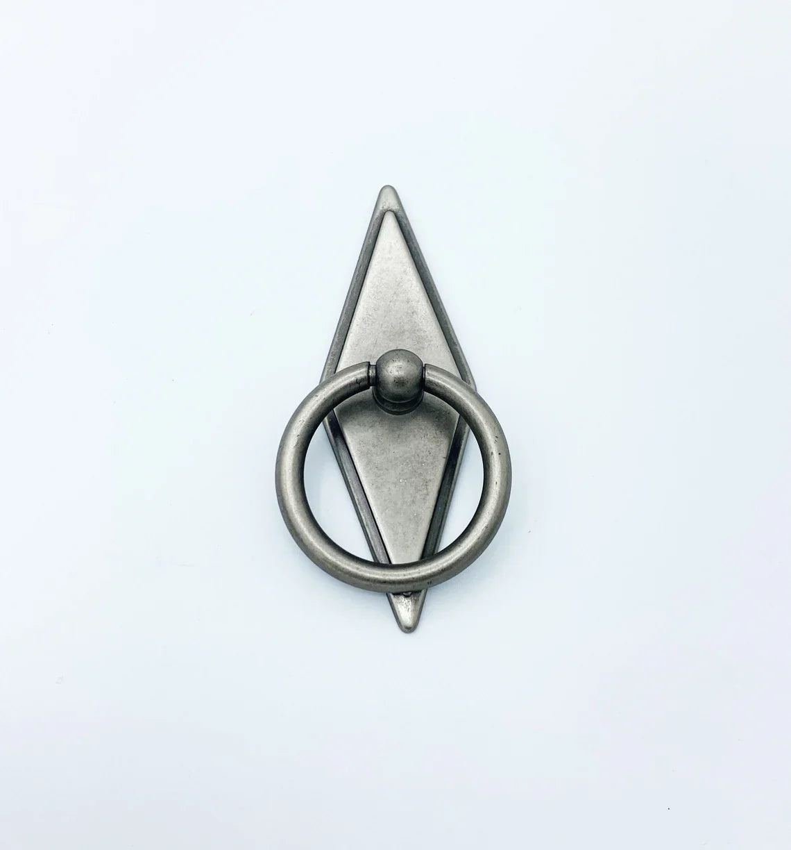 Rhombus "Ella" Antique Silver Ring Drawer Pulls with Backplate