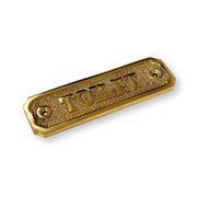 Brass "Toilet" Door Sign 4-1/2" x 1-3/8" - Brass Bathroom Door Sign