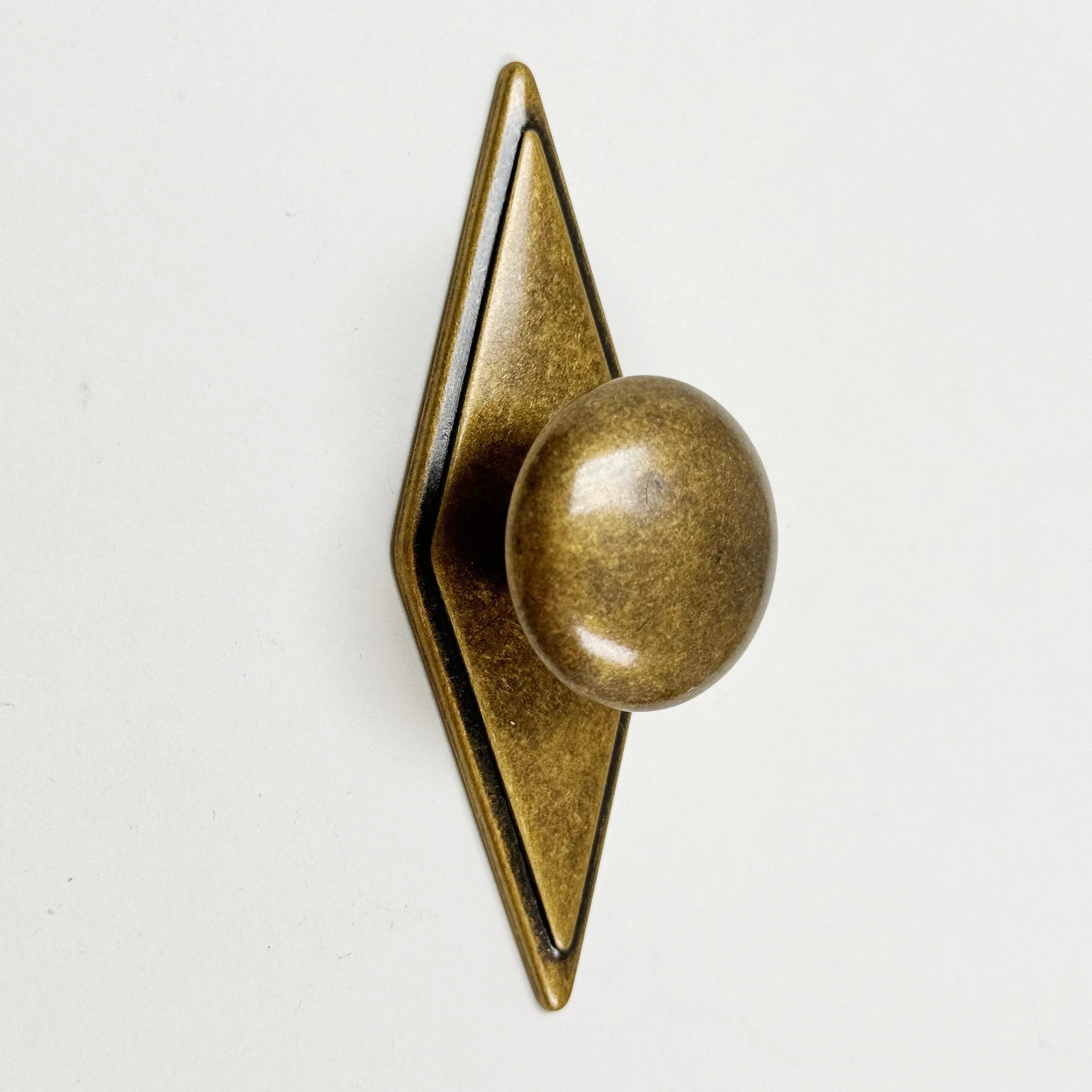 Rhombus "Ella" Antique Bronze Ring Drawer Pulls with Backplate