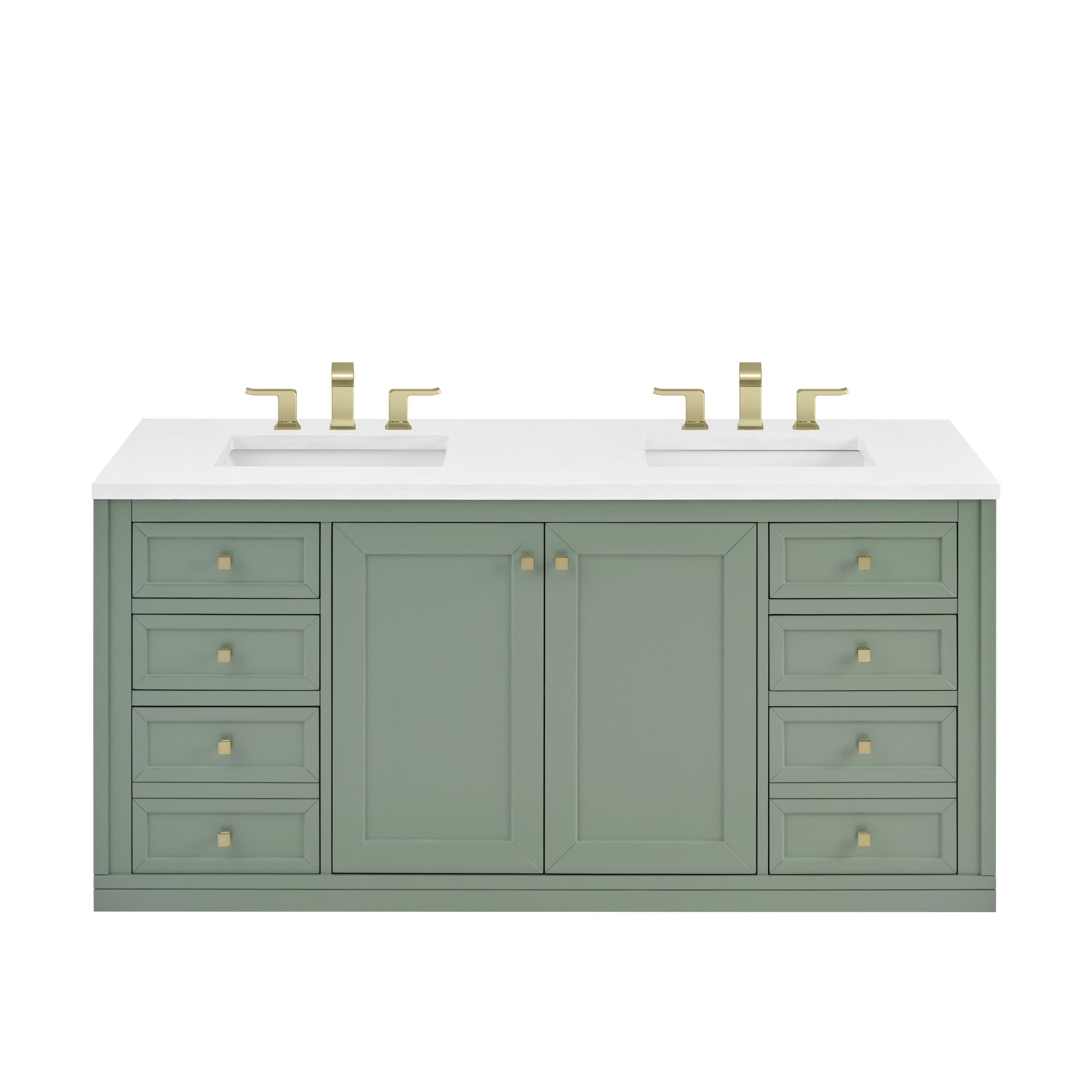 James Martin Chicago 60" Double Vanity in Smokey Celadon with 3cm Countertop