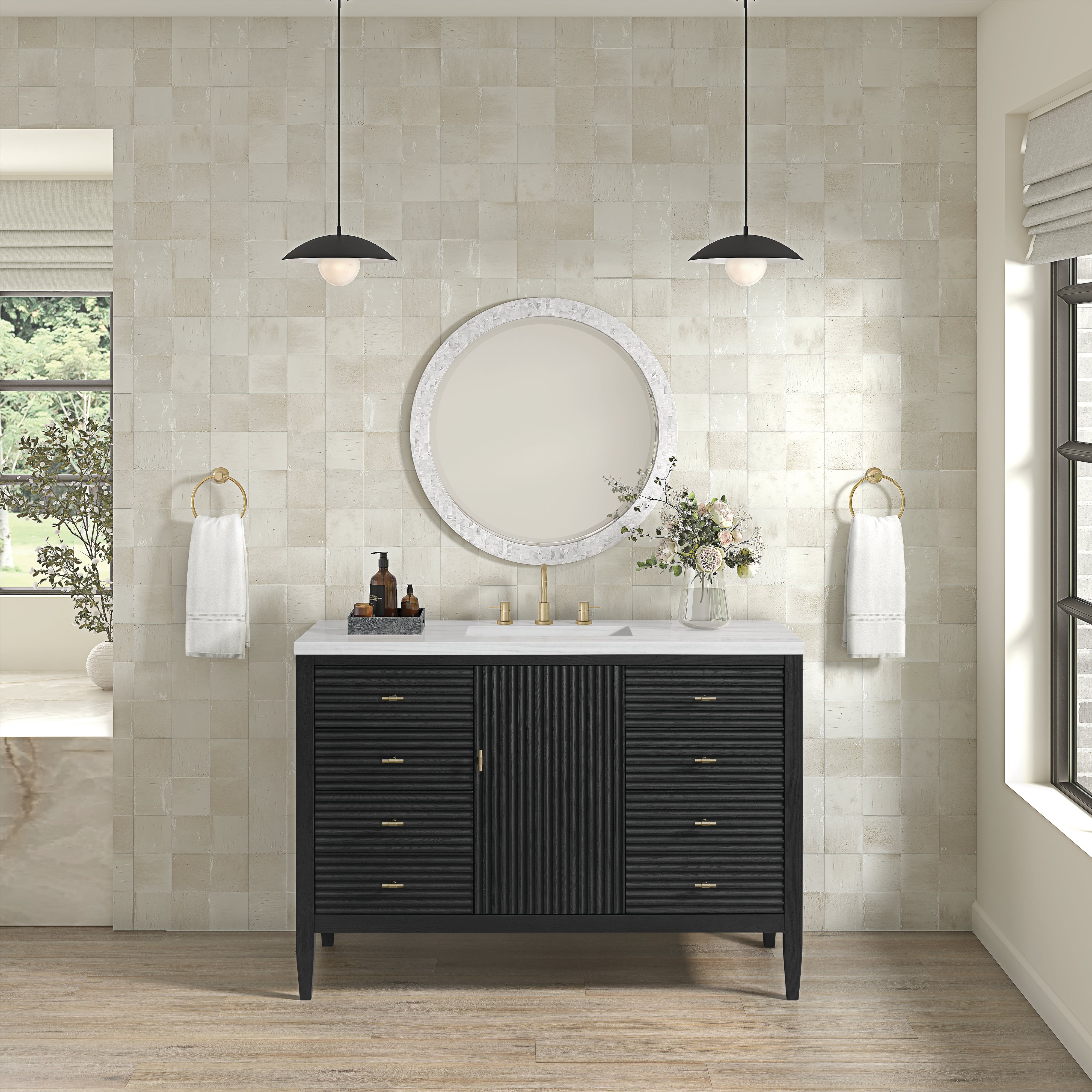 James Martin Myrrin 48" Single Vanity in Carbon Oak with 3cm Countertop