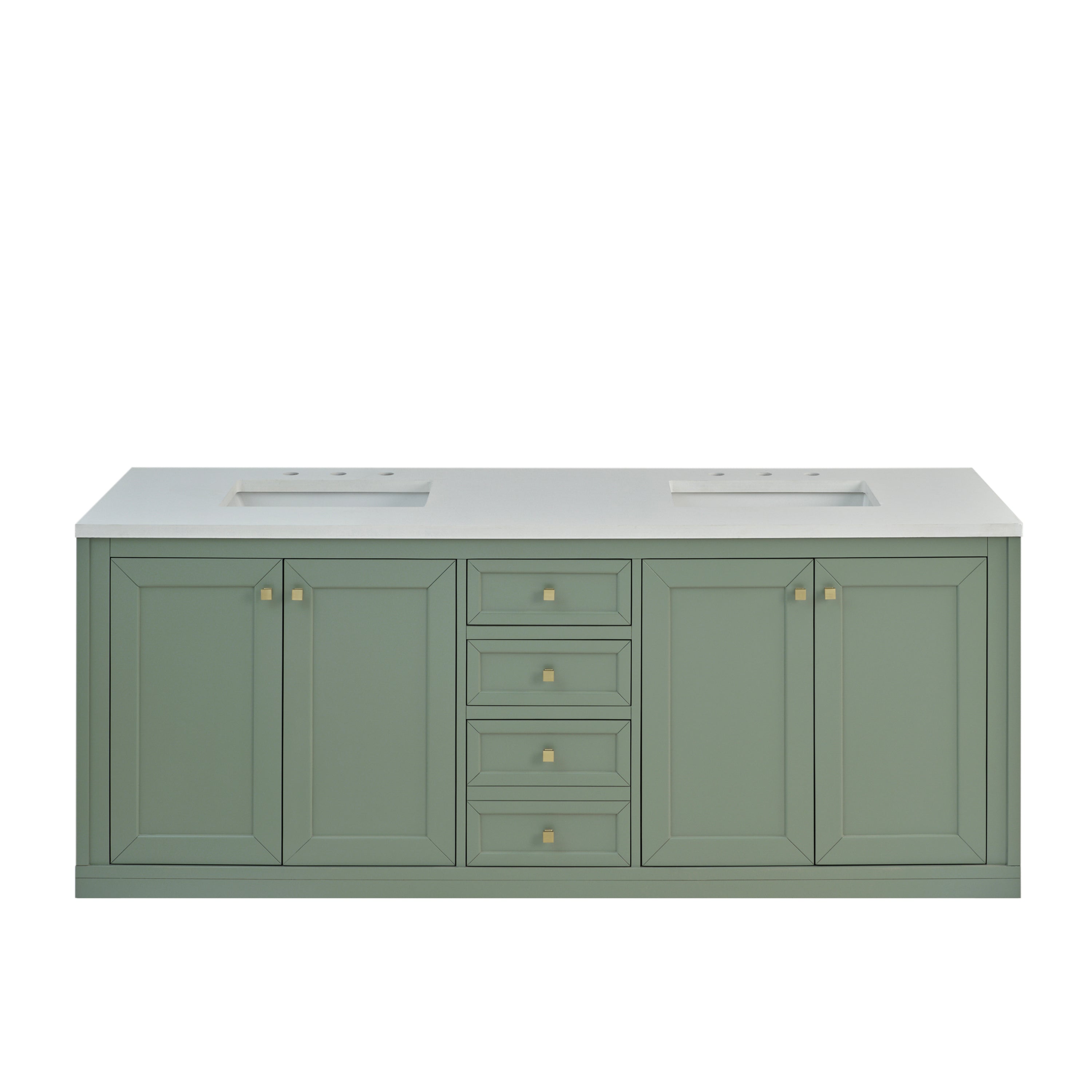 James Martin Chicago 72" Double Vanity in Smokey Celadon with 3cm Countertop