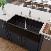 ALFI brand AB3618HS Reversible Smooth / Fluted Single Bowl Fireclay Farm Sink