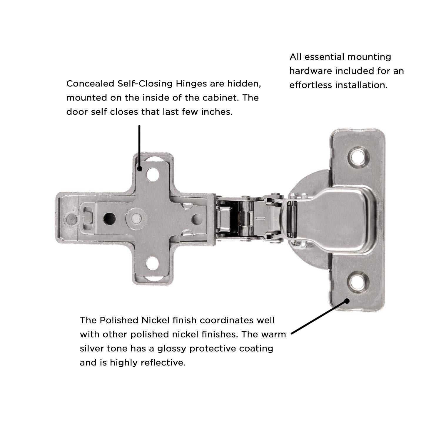 Hickory HH075222, Concealed Self-Closing Hinges