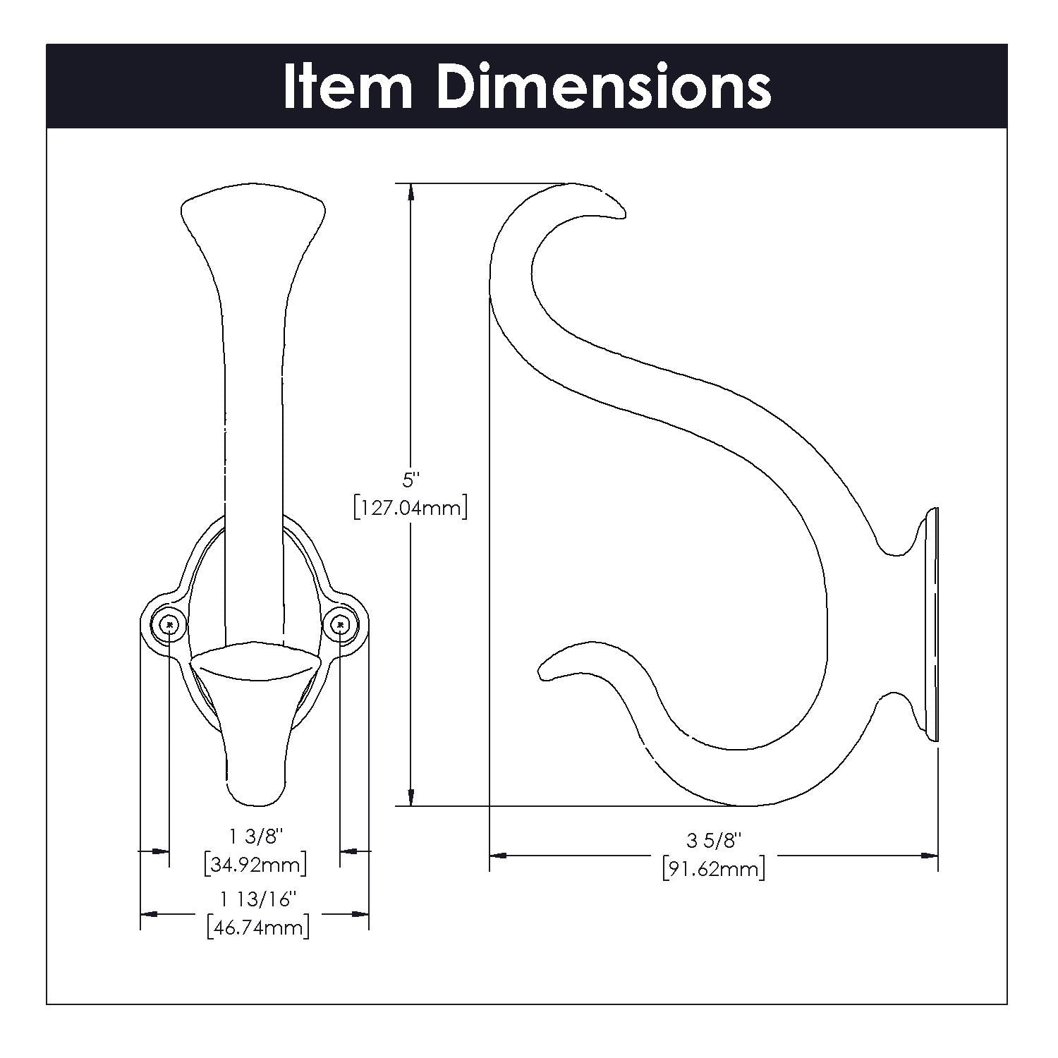 Hickory P2175, 1-3/8 Inch Center to Center Craftsman Hook