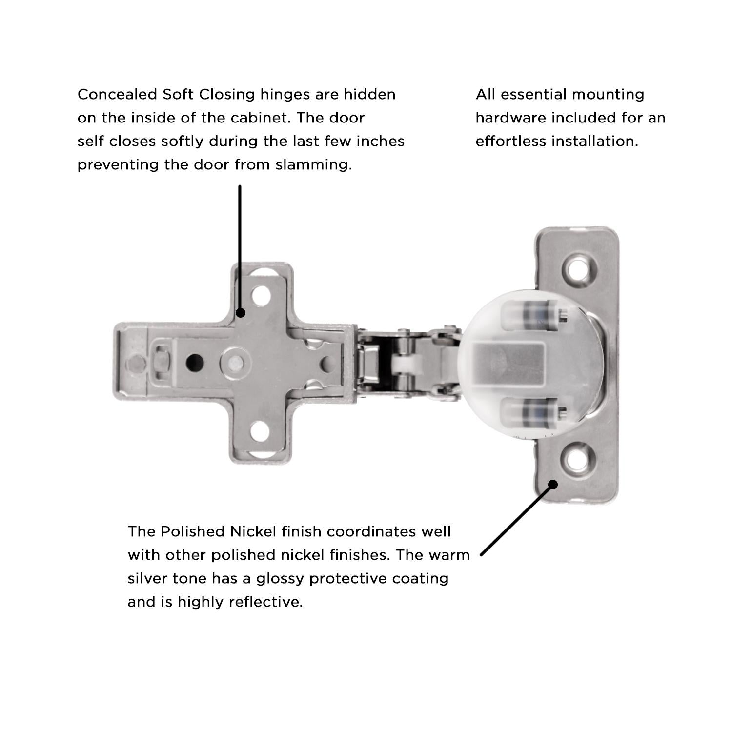 Hickory HH74721, Concealed Soft Close Hinges
