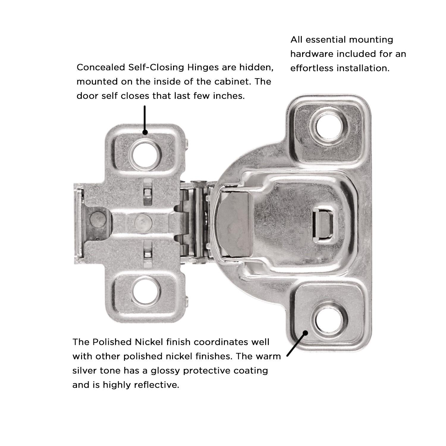 Hickory HH075218, Concealed Self-Closing Hinges
