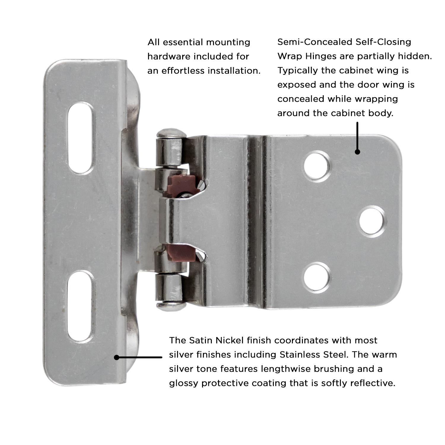 Hickory P61030F, Self-Closing Semi-Concealed Hinge