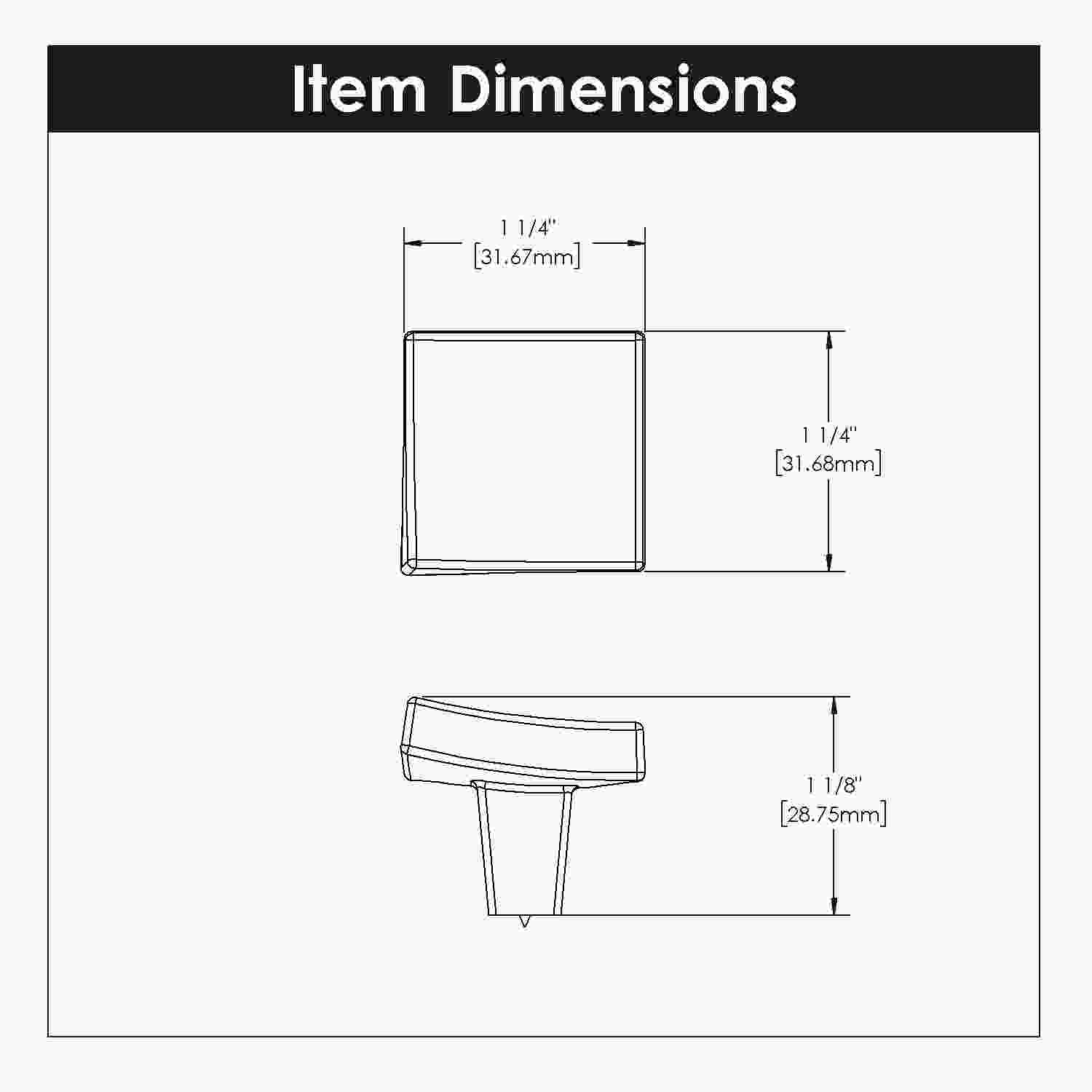 1-1/4 Inch Square Flex Square Knob