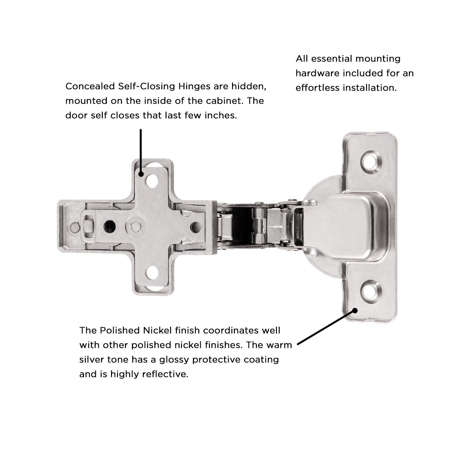 Hickory HH075223, Concealed Self-Closing Hinges
