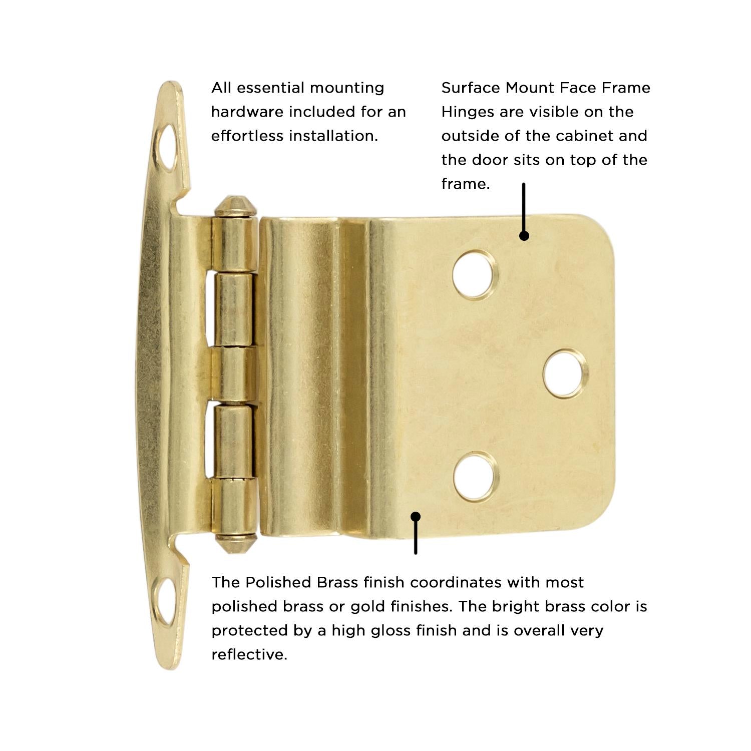 Hickory P140, Hickory Hardware Surface Mount Hinge – P140 Series (All Finishes)