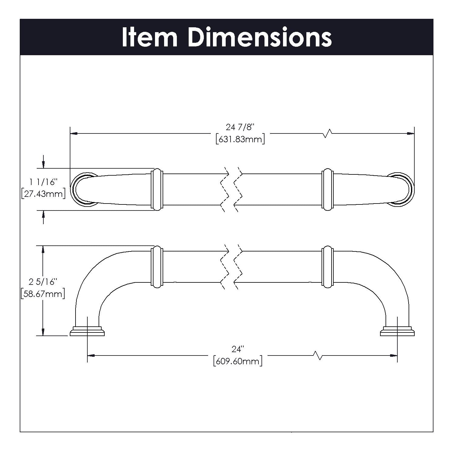Hickory K63, 24 Inch Center to Center Cottage Appliance Pull