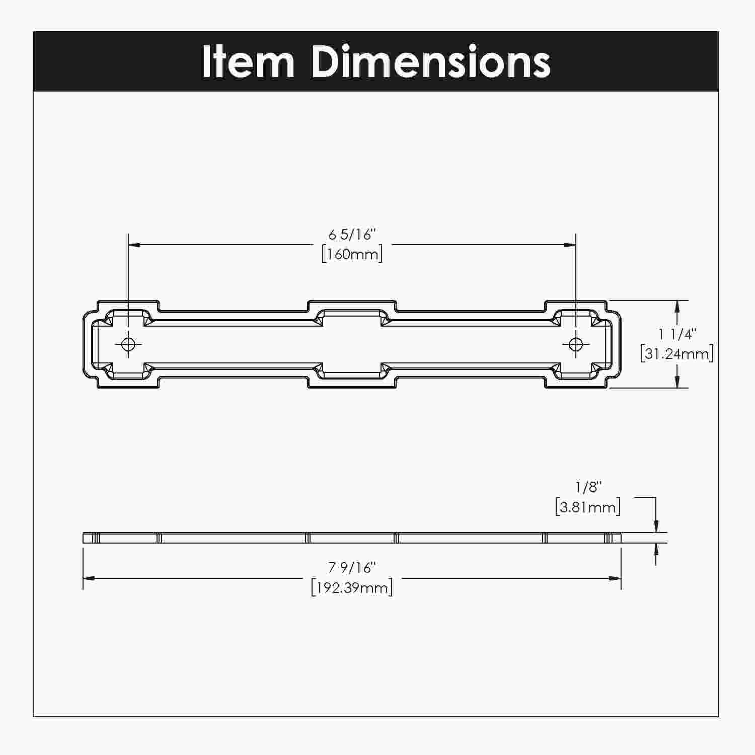 6-5/16 Inch (160mm) Center to Center Coventry Pull Backplate