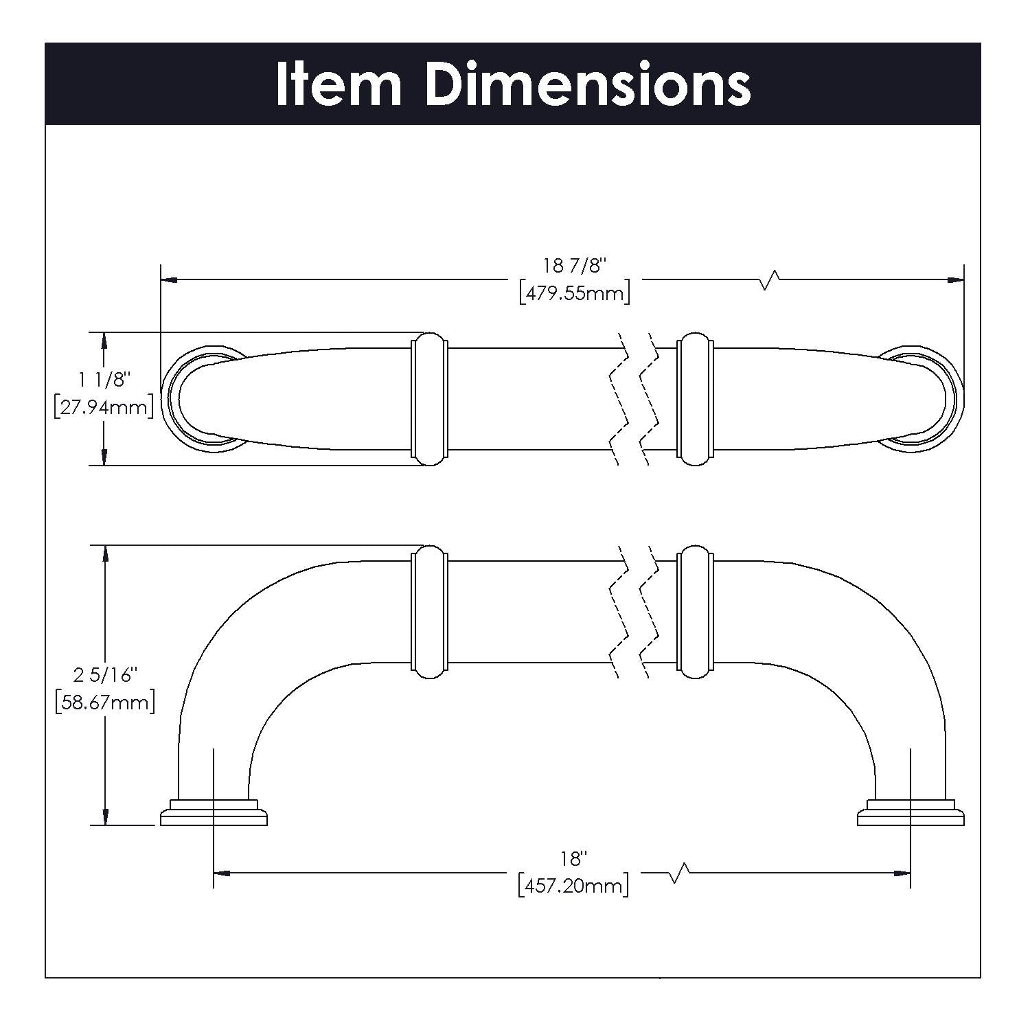Hickory K62, 18 Inch Center to Center Cottage Appliance Pull