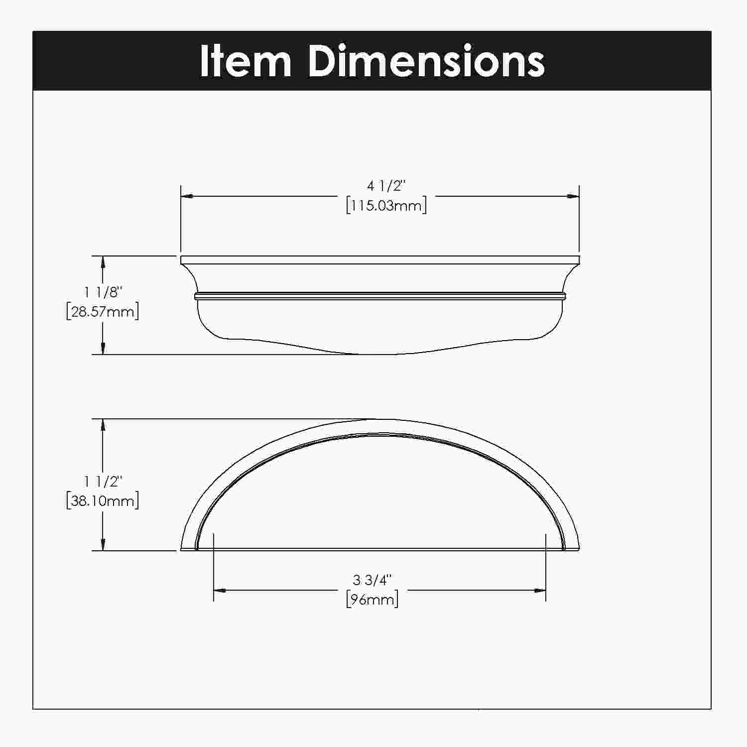 3-3/4 Inch (96mm) Center to Center Fuller Cup Pull