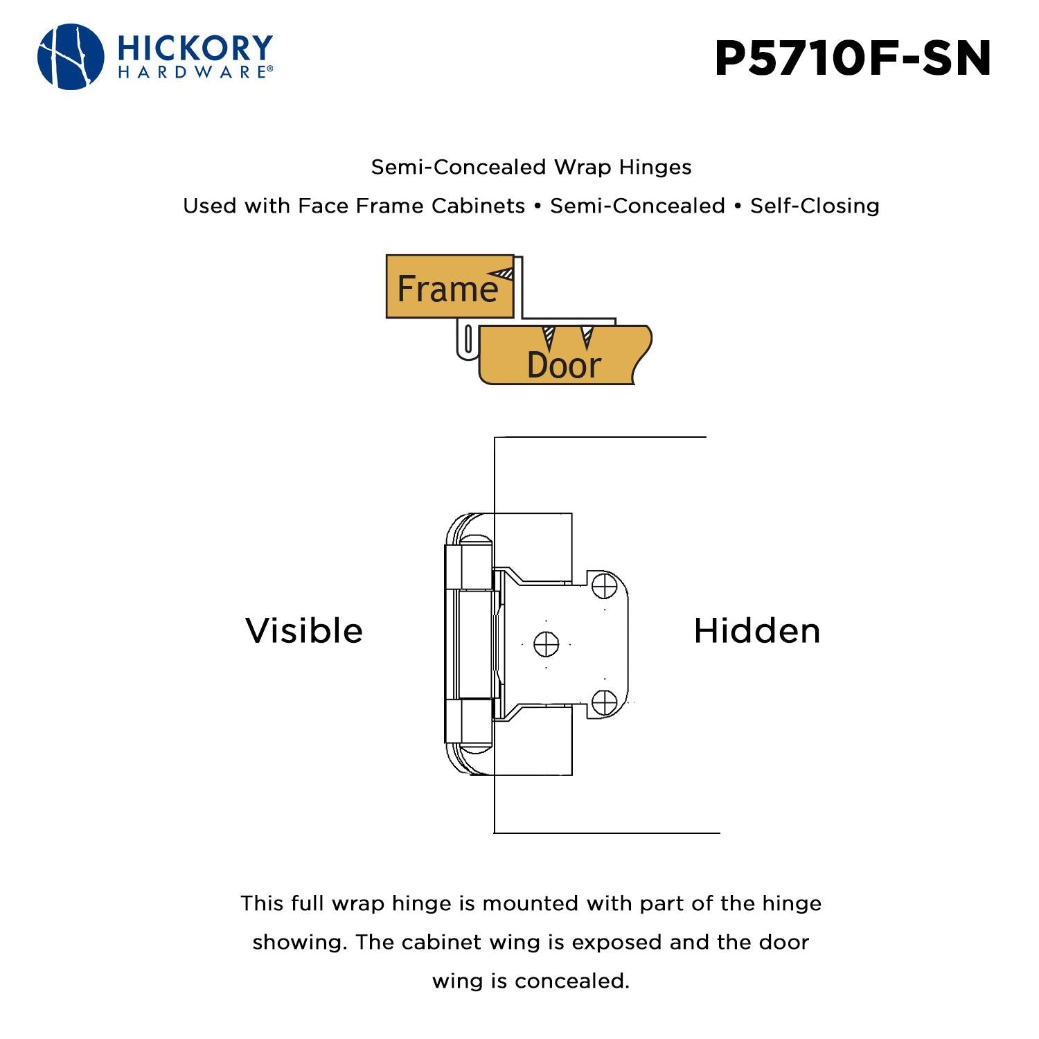 Hickory P5710F, Self-Closing Semi-Concealed