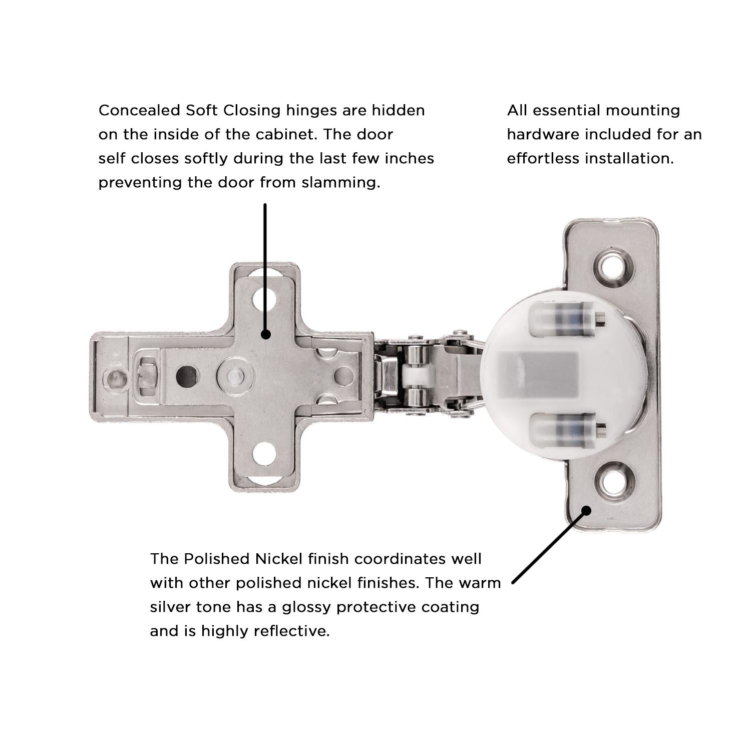 Hickory HH74720, Concealed Soft Close Hinges