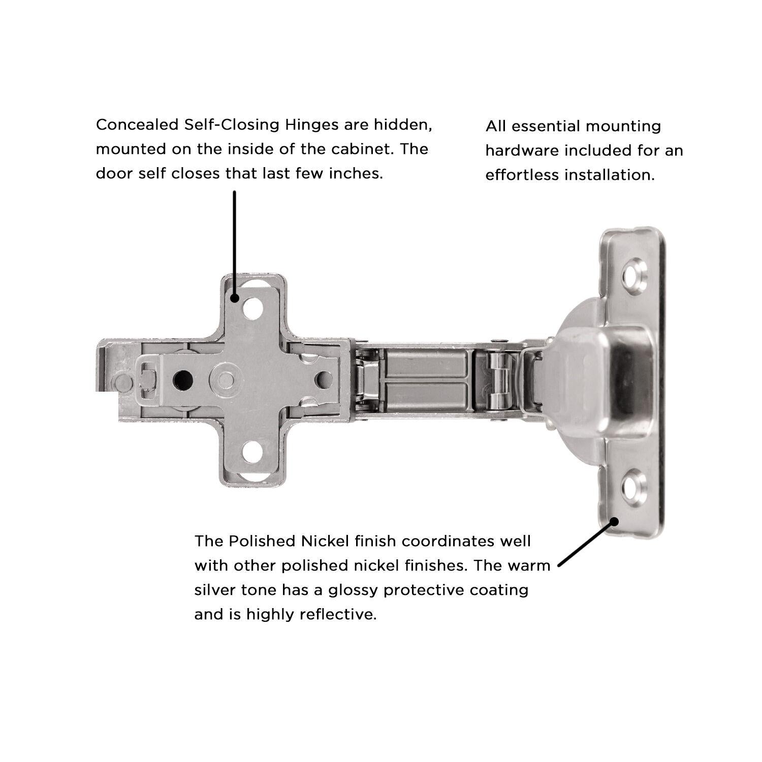 Hickory HH075225, Concealed Self-Closing Hinges