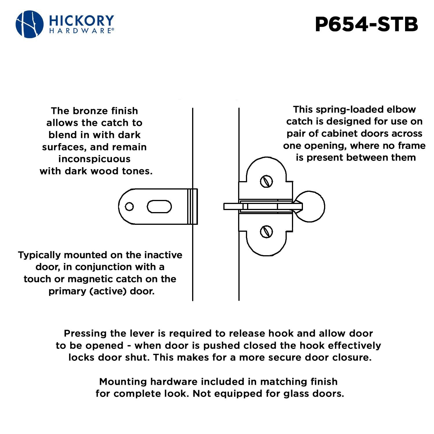 Hickory P654, 11/16 Inch Center to Center Catches