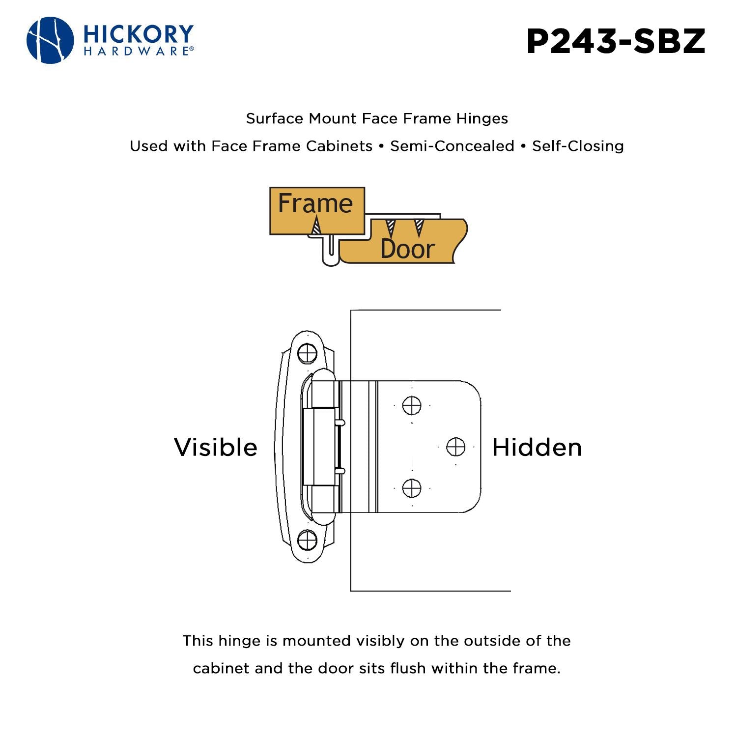Hickory P243, Surface Self-Closing Hinge