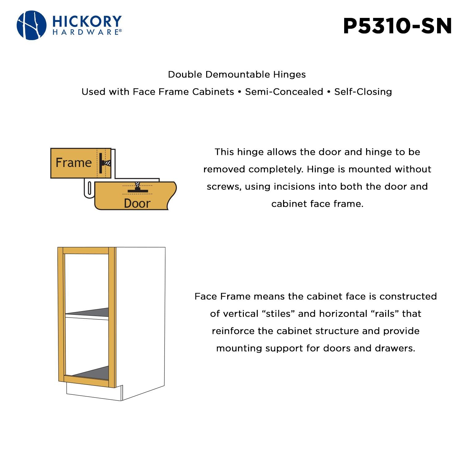 Hickory P5310, Double Demountable Hinge