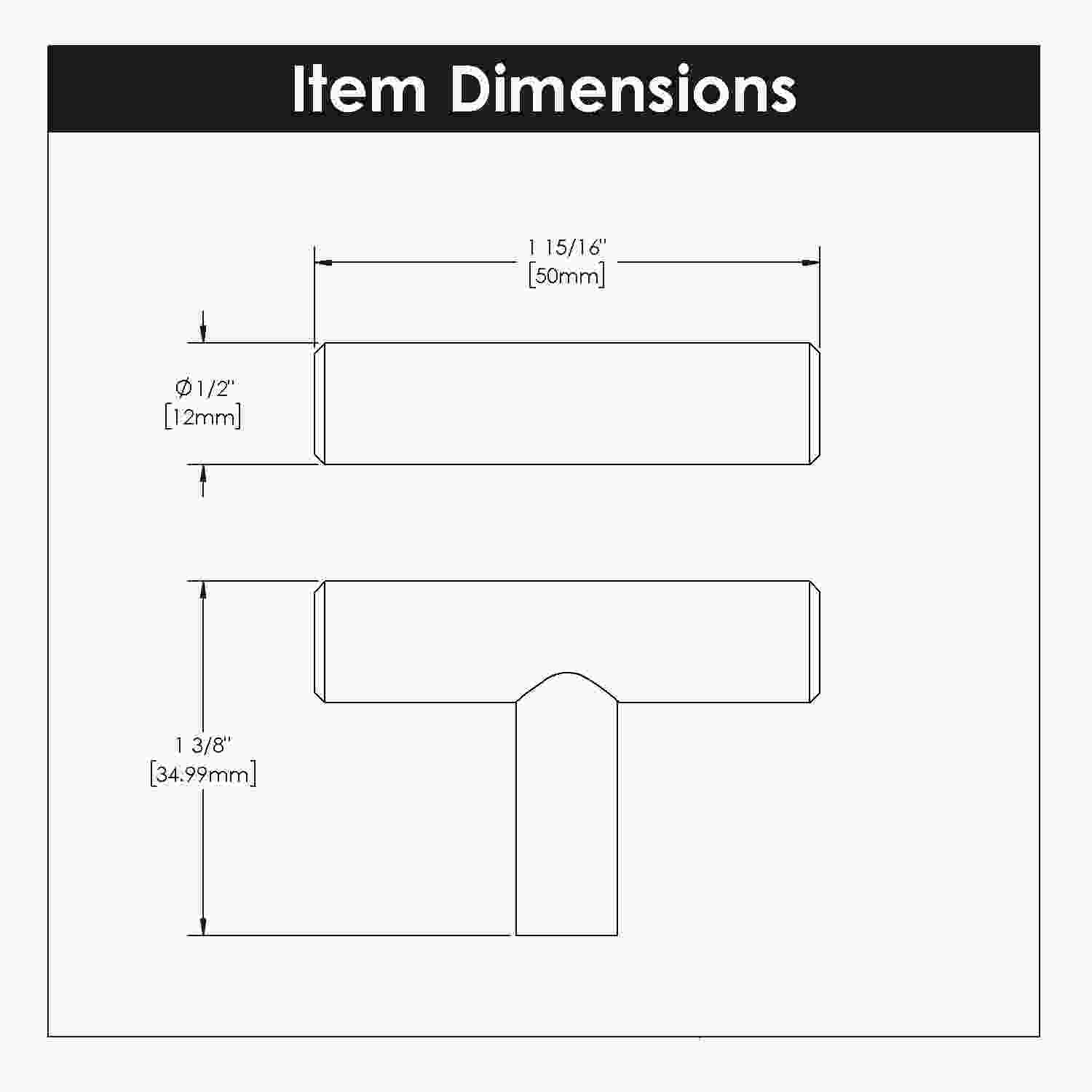 2 Inch x 1/2 Inch Contemporary Bar Pulls T-Knob