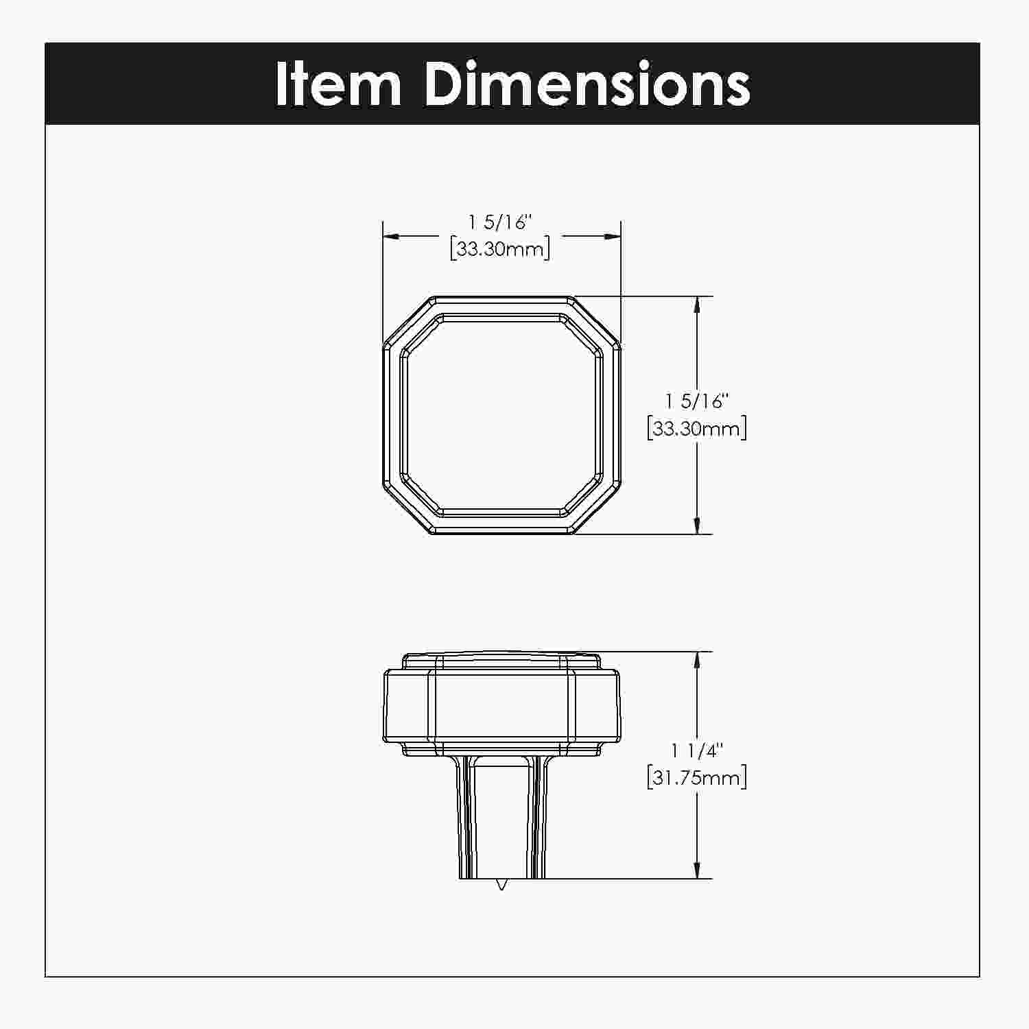 1-5/16 Inch x 1-5/16 Inch Monroe Square Knob