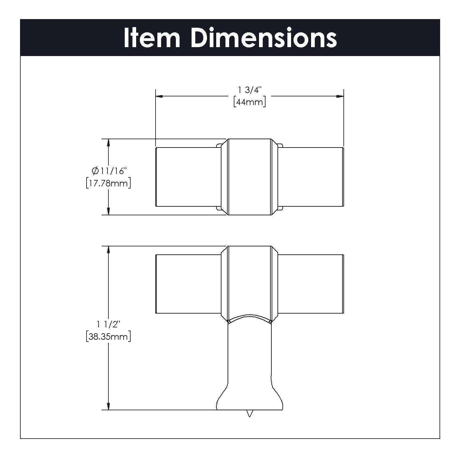 Hickory H079520, 1-3/4 Inch x 11/16 Inch Crystal Palace T-Knob