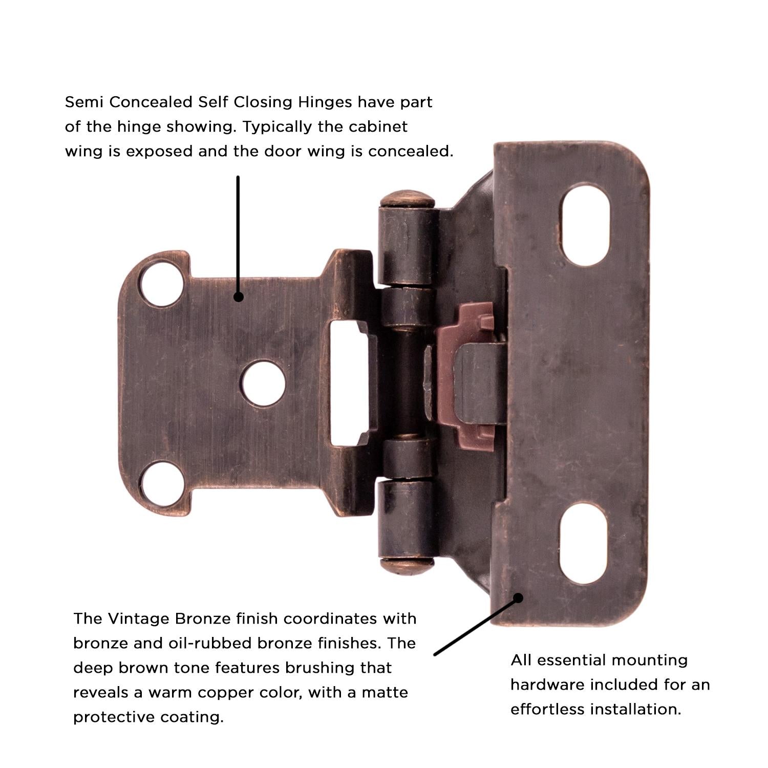 Hickory P2710F, Self-Closing Semi-Concealed Hinge