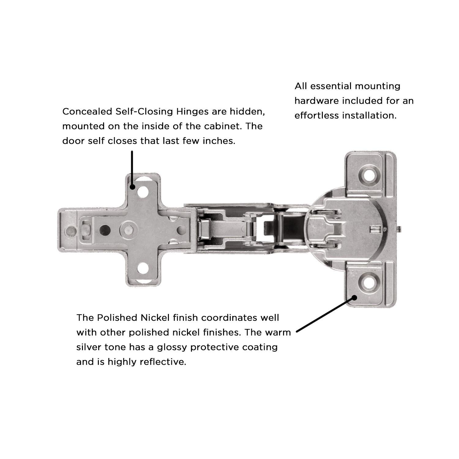 Hickory HH075224, Concealed Self-Closing Hinges