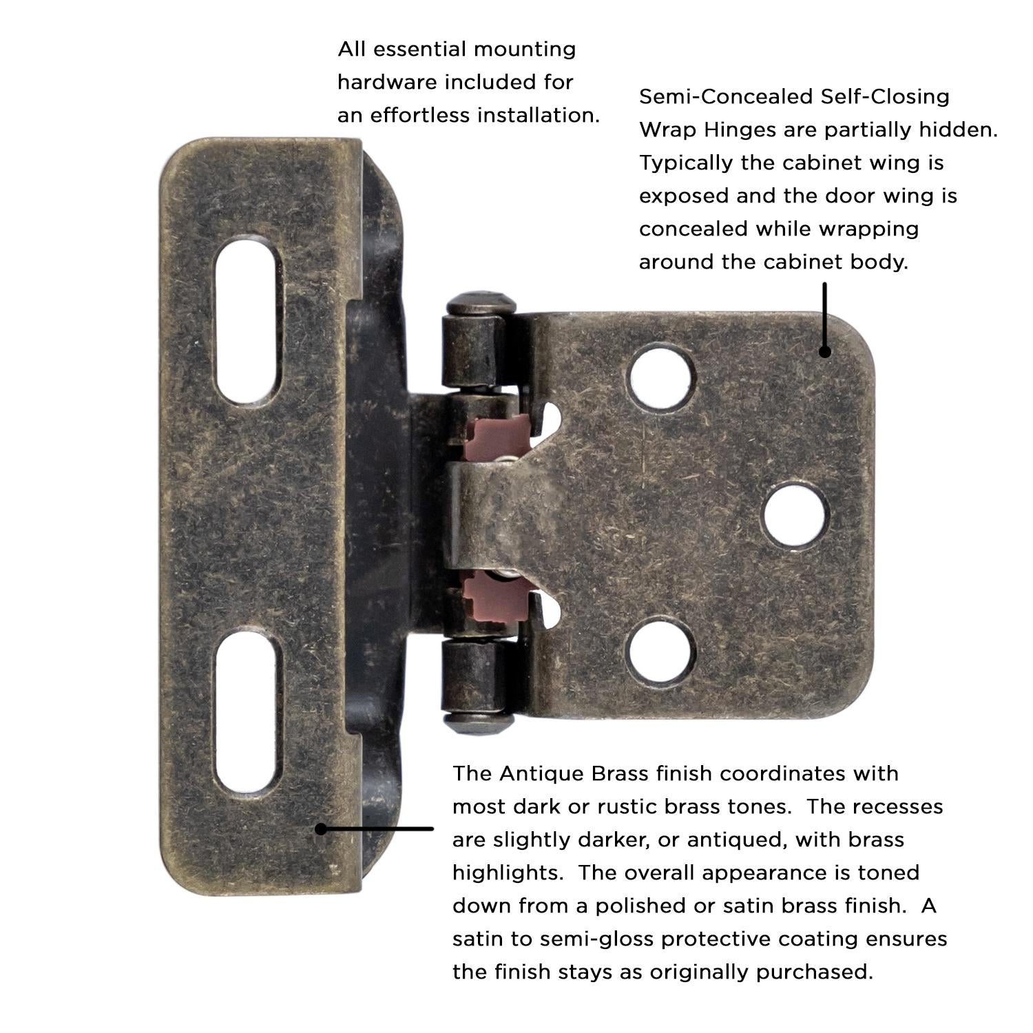 Hickory P60010F, Self-Closing Semi-Concealed Hinge