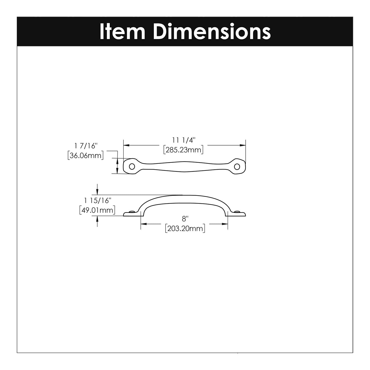 Hickory P3006, 8 Inch Center to Center Refined Rustic Appliance Pull