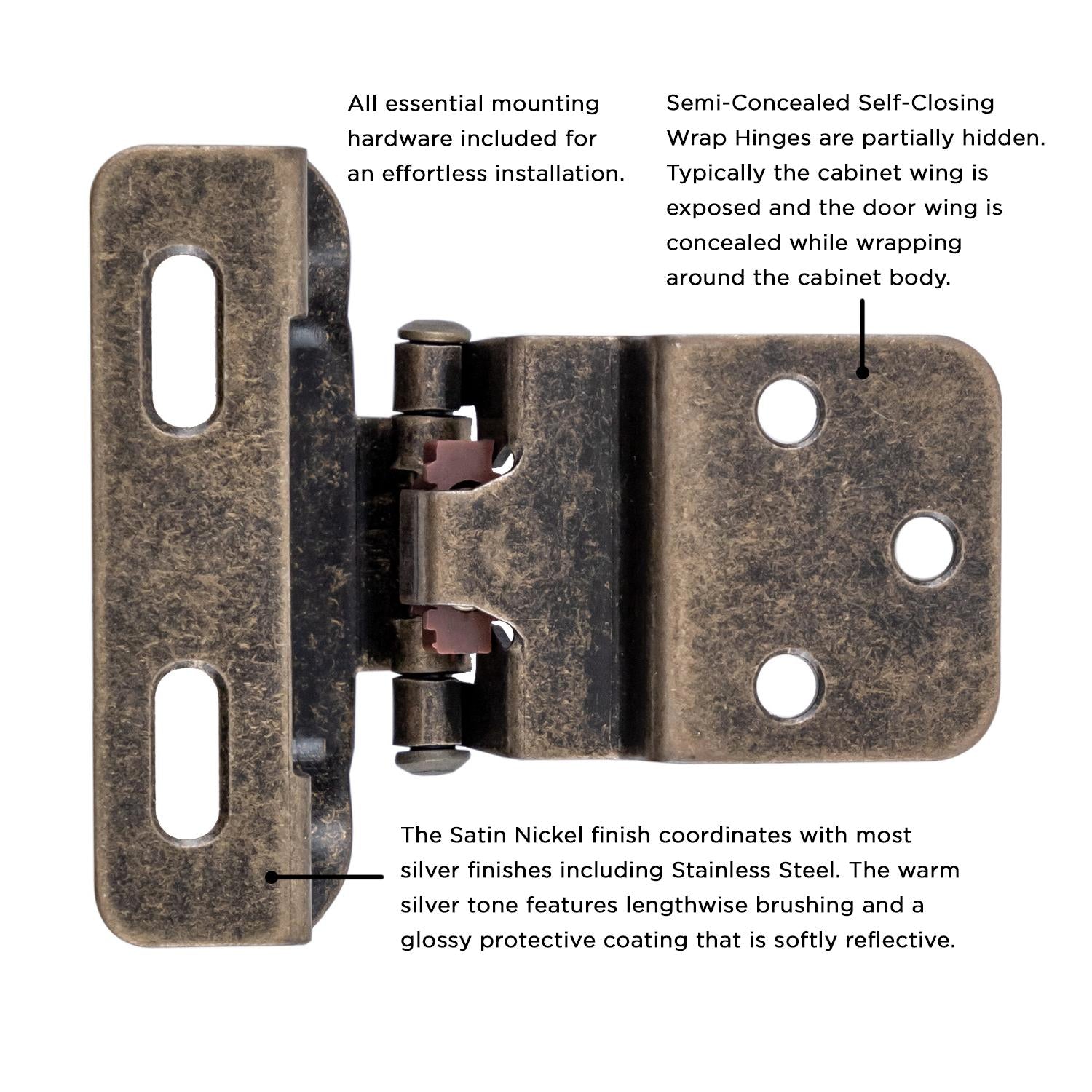 Hickory P61030F, Self-Closing Semi-Concealed Hinge