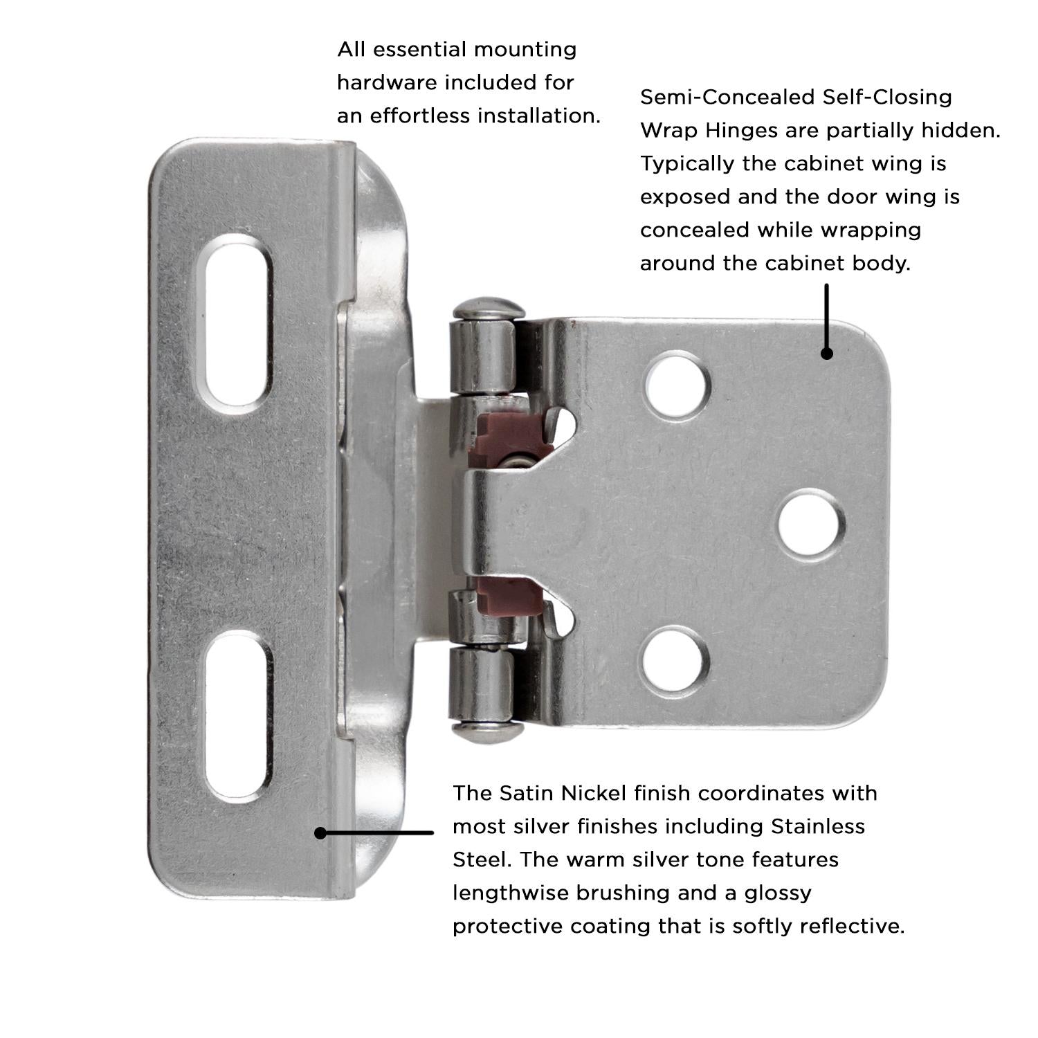 Hickory P60010F, Self-Closing Semi-Concealed Hinge