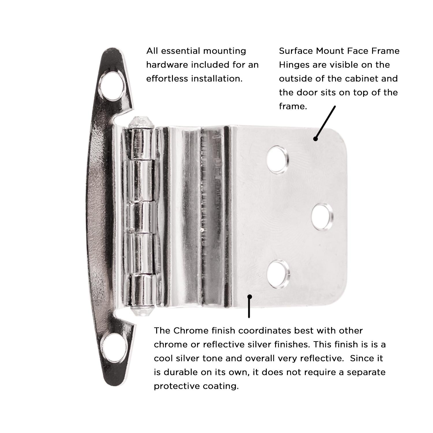 Hickory P140, Hickory Hardware Surface Mount Hinge – P140 Series (All Finishes)