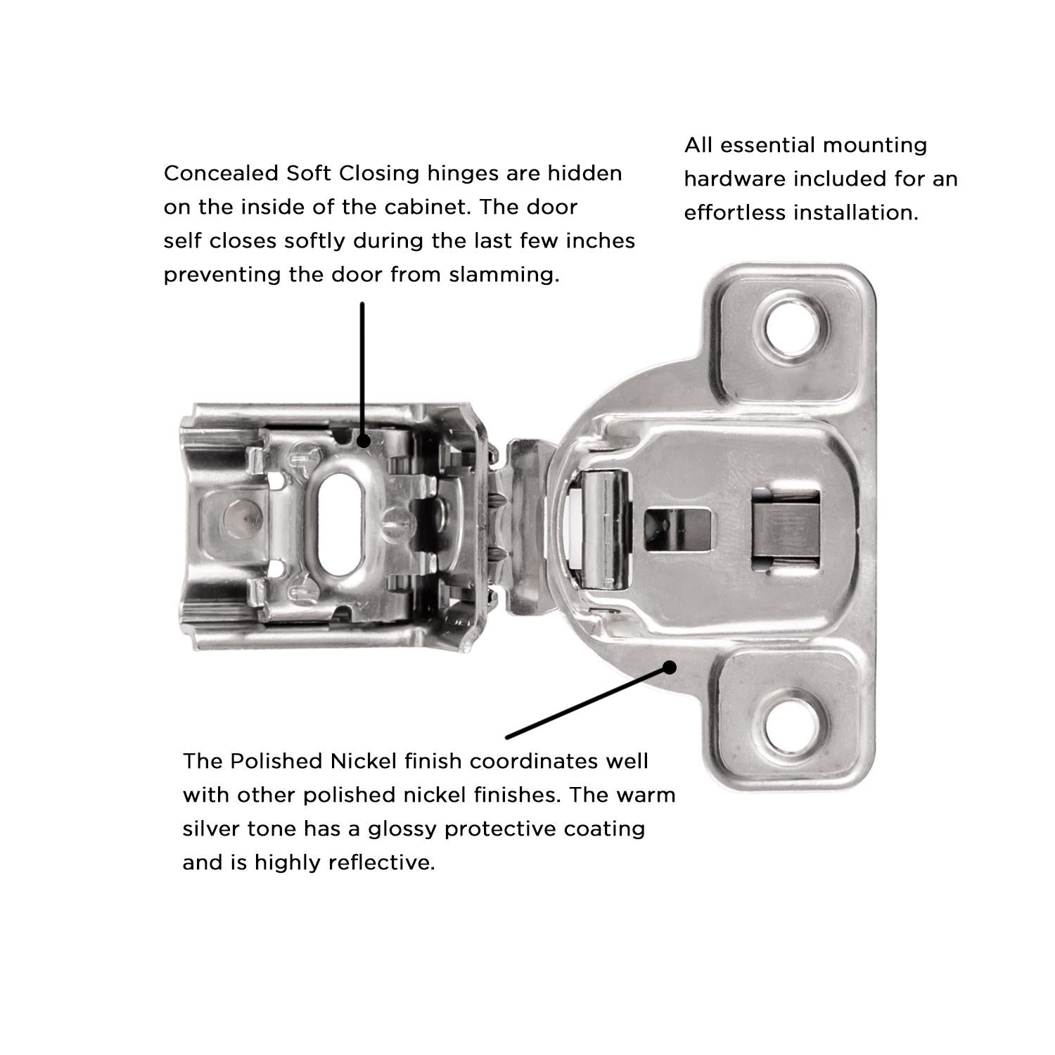 Hickory HH74718, Concealed Soft Close Hinges