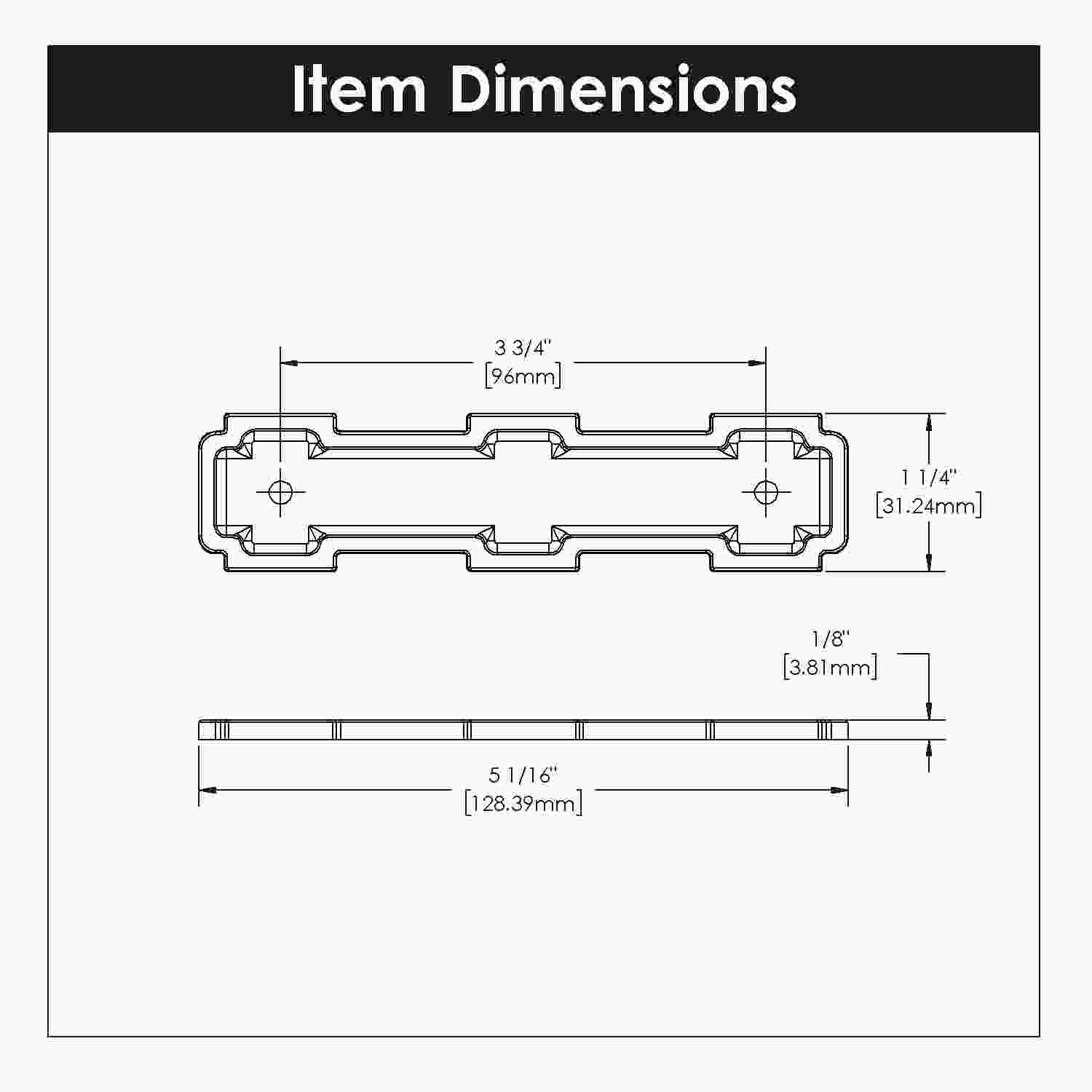 3-3/4 Inch (96mm) Center to Center Coventry Pull Backplate