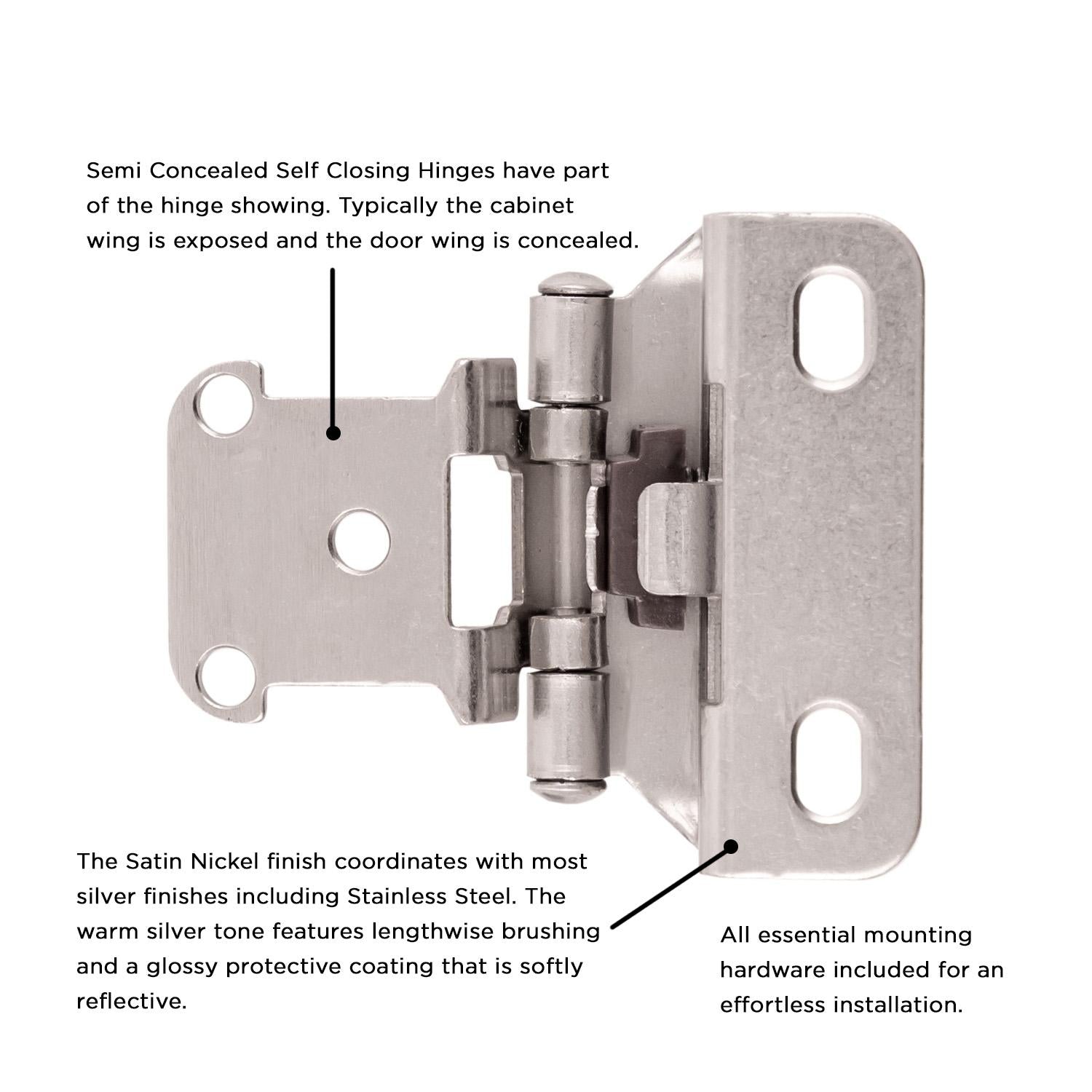 Hickory P2710F, Self-Closing Semi-Concealed Hinge