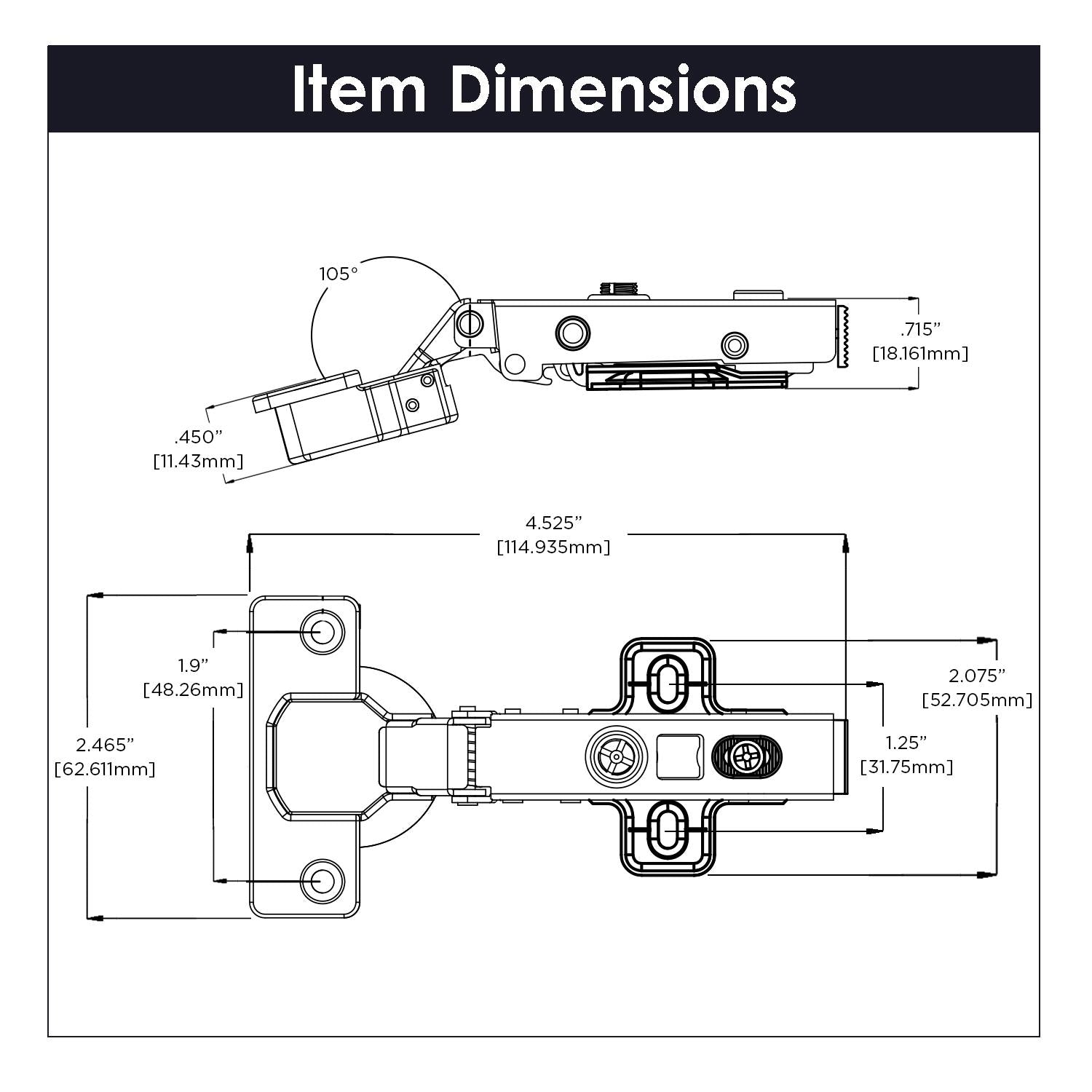 Hickory P5305, Concealed Soft Close Hinges