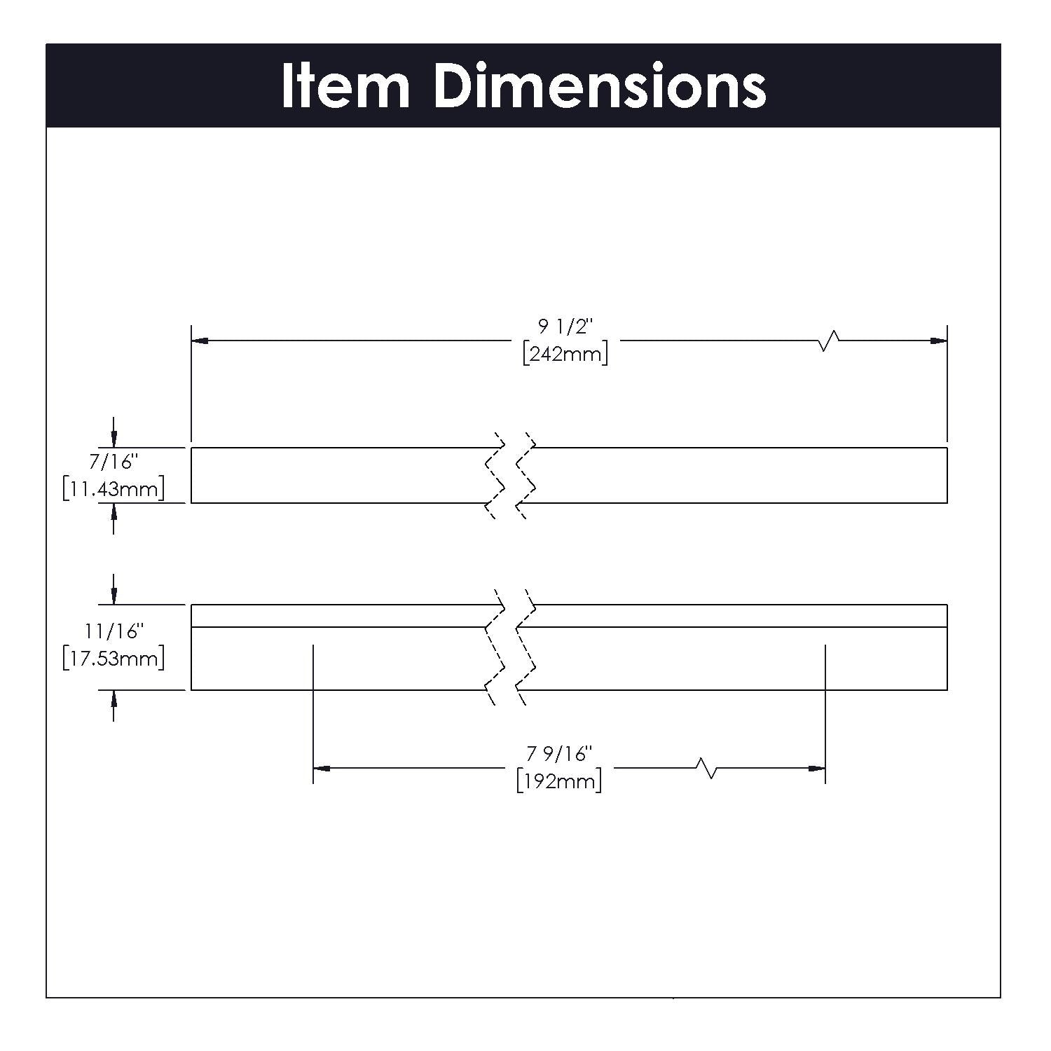 Hickory HH076264, 7-9/16 Inch (192mm) Center to Center Streamline Pull