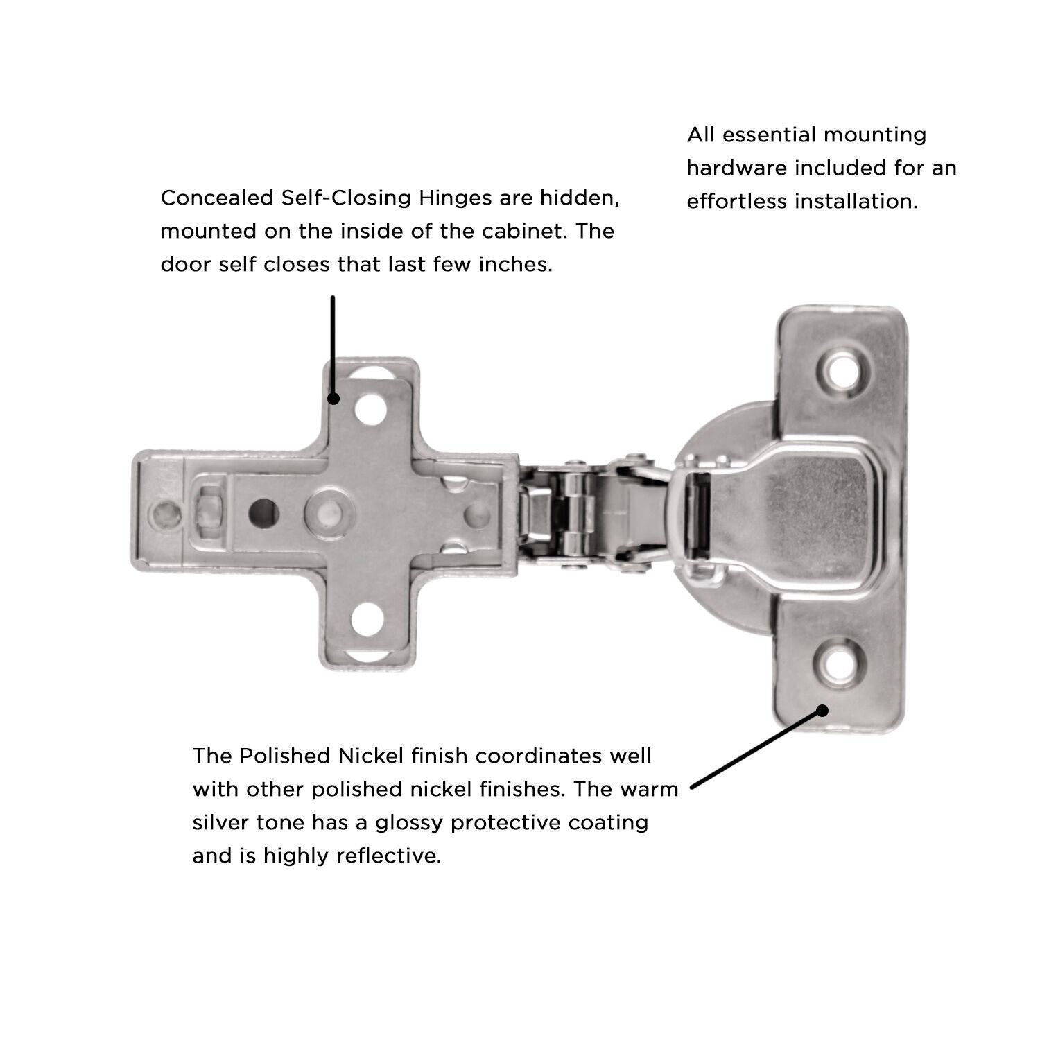 Hickory HH075221, Concealed Self-Closing Hinges