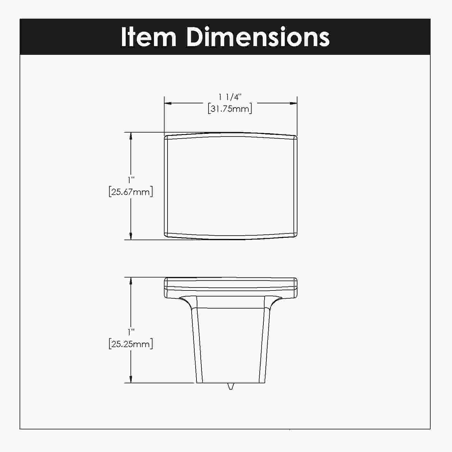 1-1/4 Inch x 1 Inch Channel Rectangular Knob
