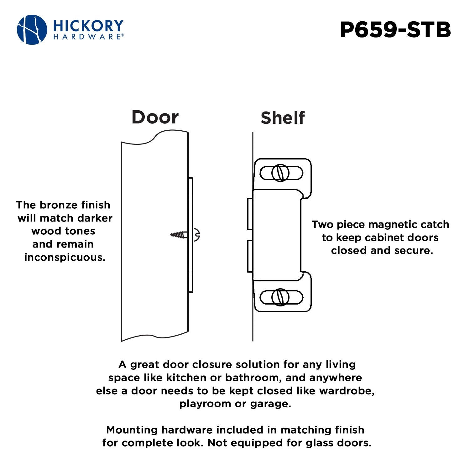 Hickory P659, 1-1/2 Inch Center to Center Catches