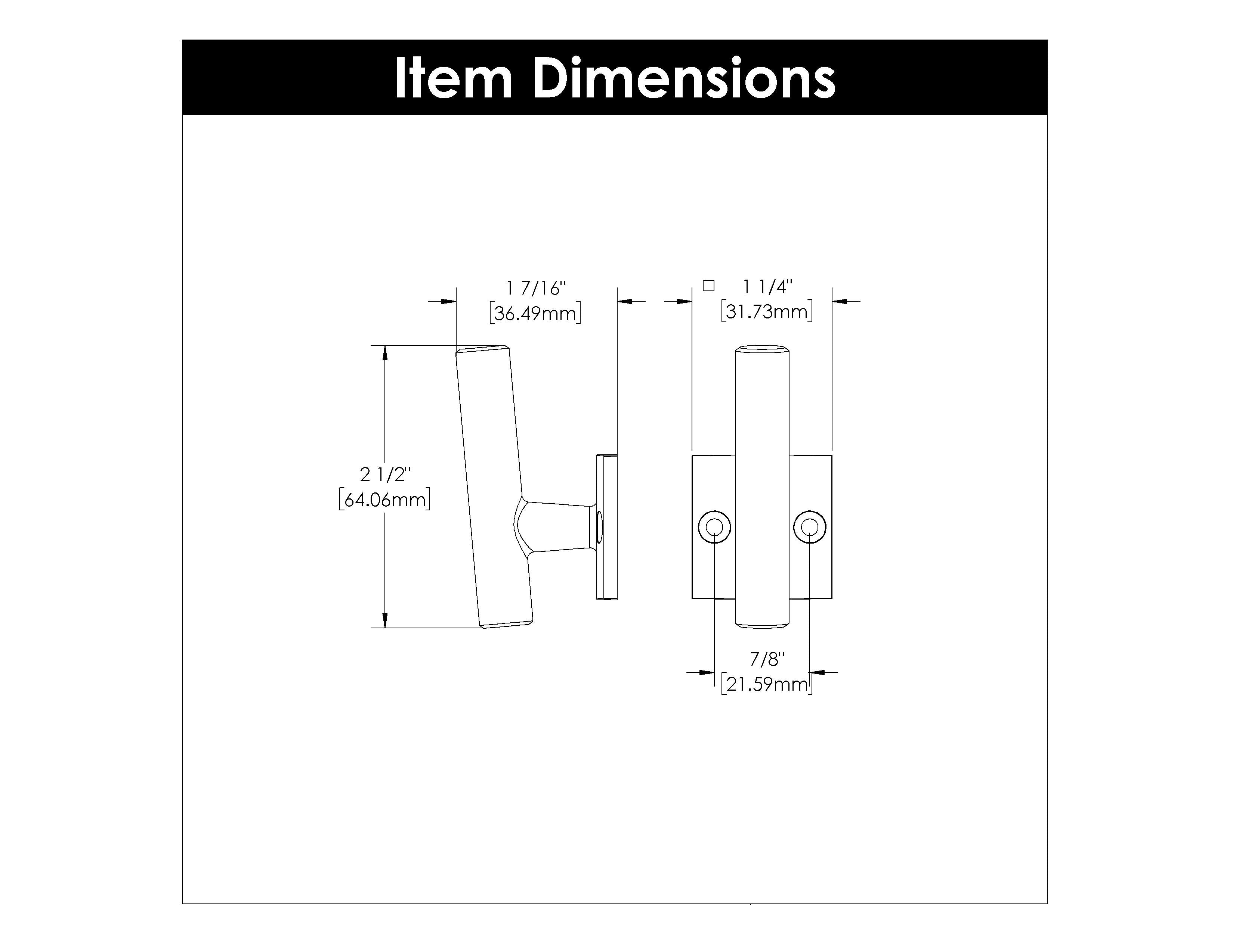 Hickory P25021, 7/8 Inch Center to Center Bar Pulls Hook