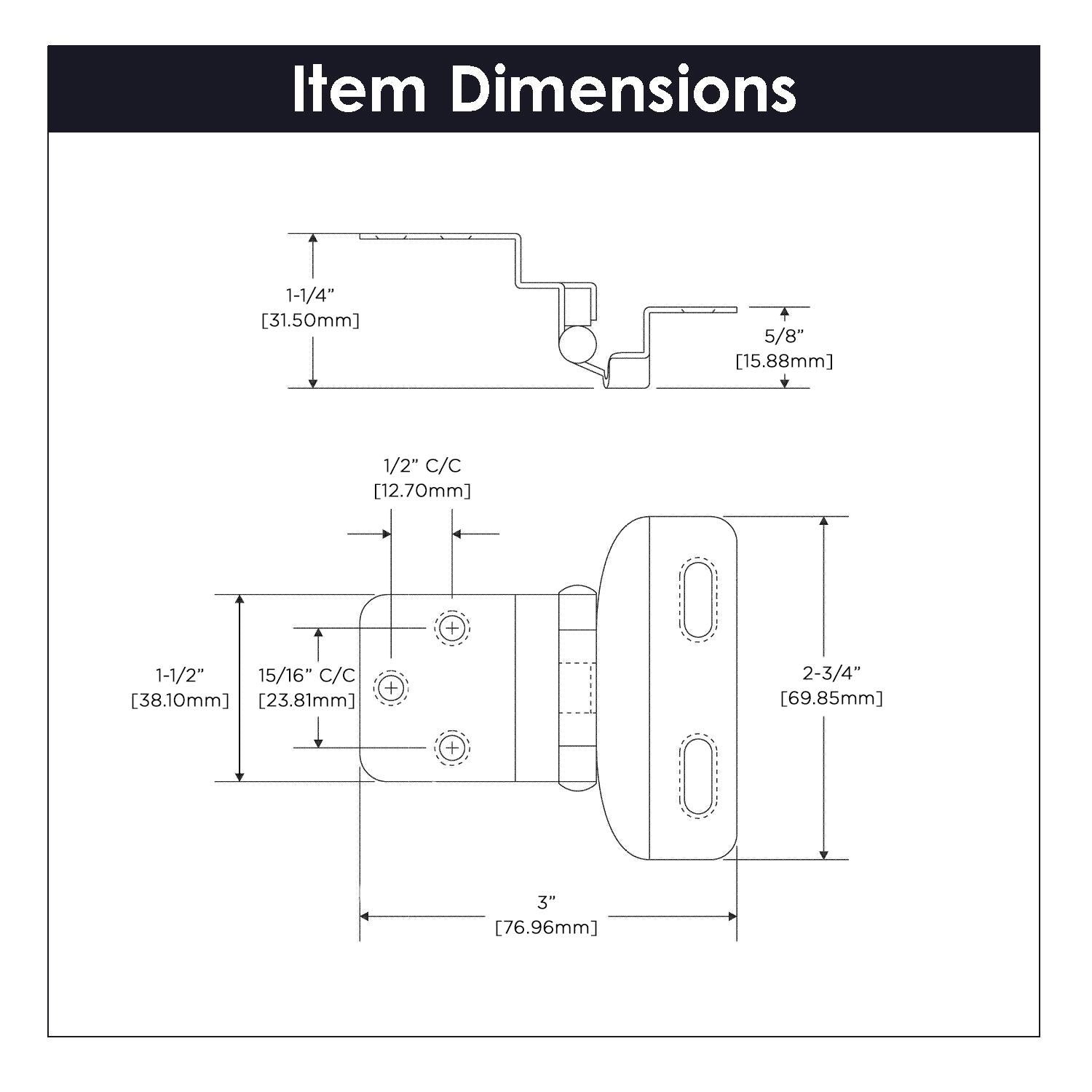 Hickory P61030F, Self-Closing Semi-Concealed Hinge
