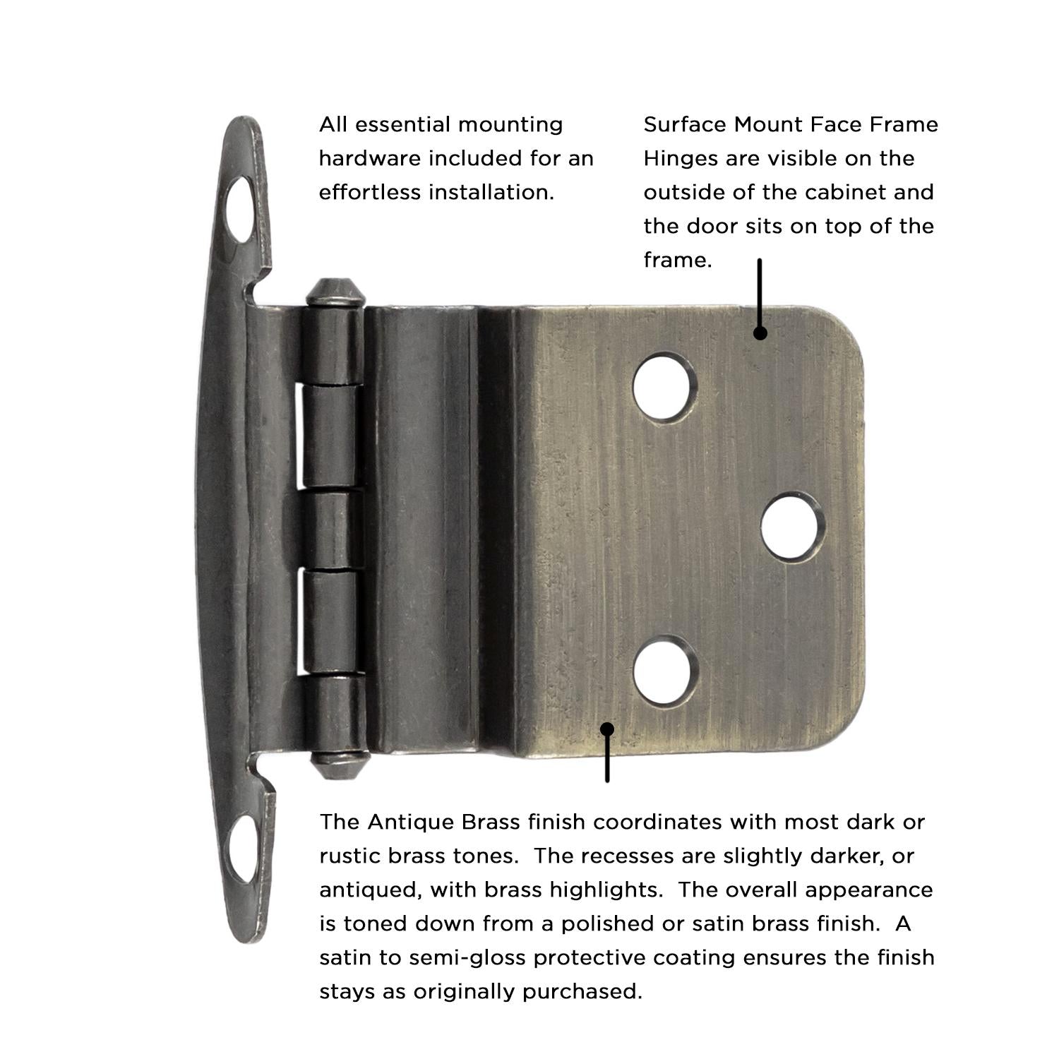 Hickory P140, Hickory Hardware Surface Mount Hinge – P140 Series (All Finishes)