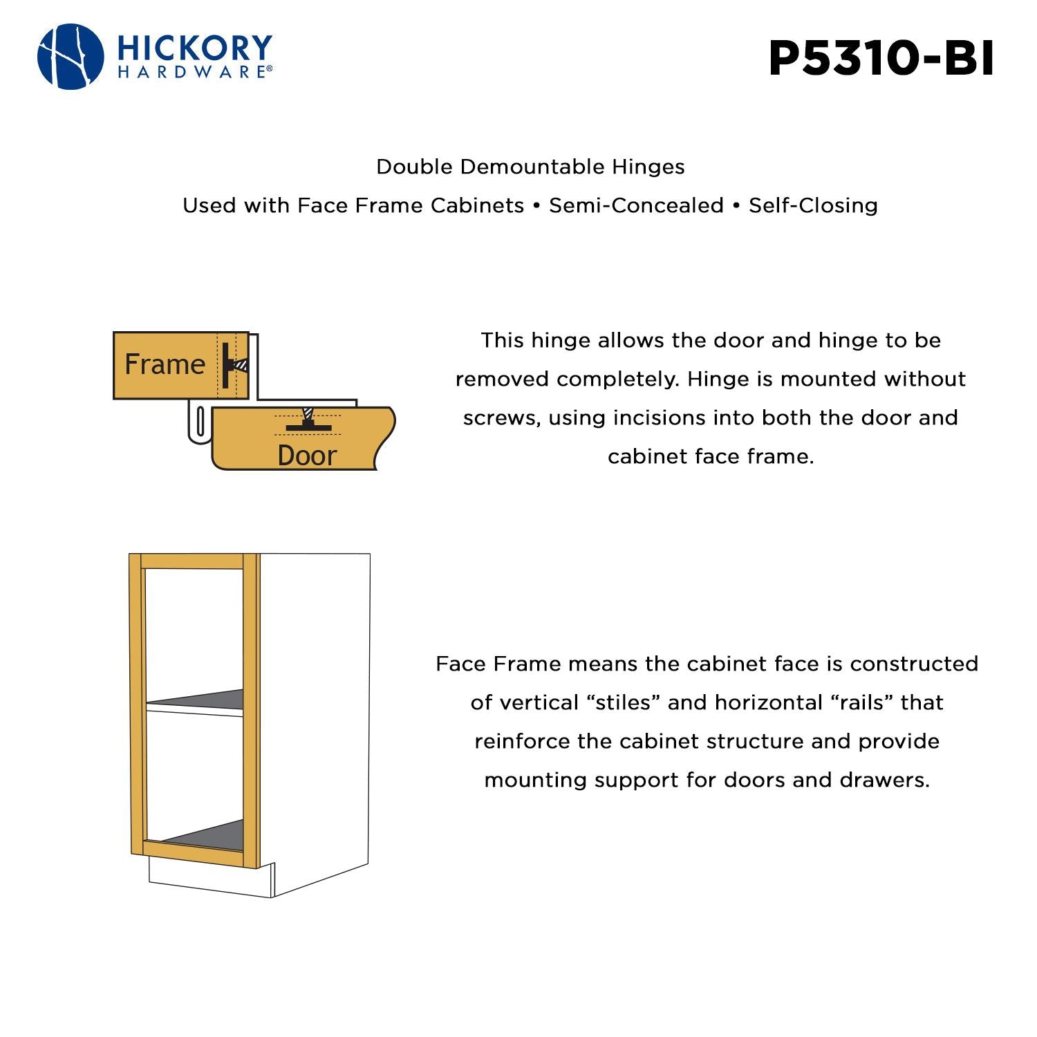 Hickory P5310, Double Demountable Hinge